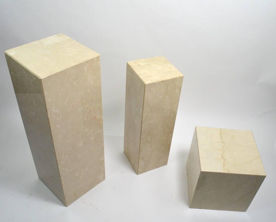 Set of Three Marble Postmodern Pedestals 5
