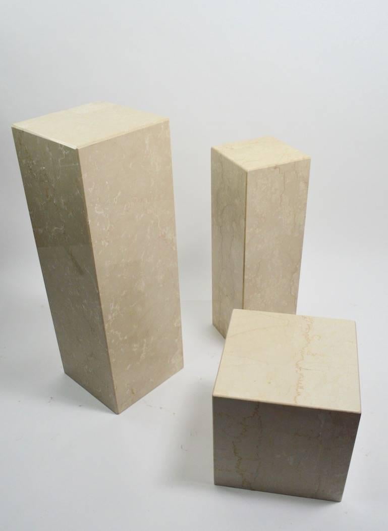 Set of Three Marble Postmodern Pedestals 6