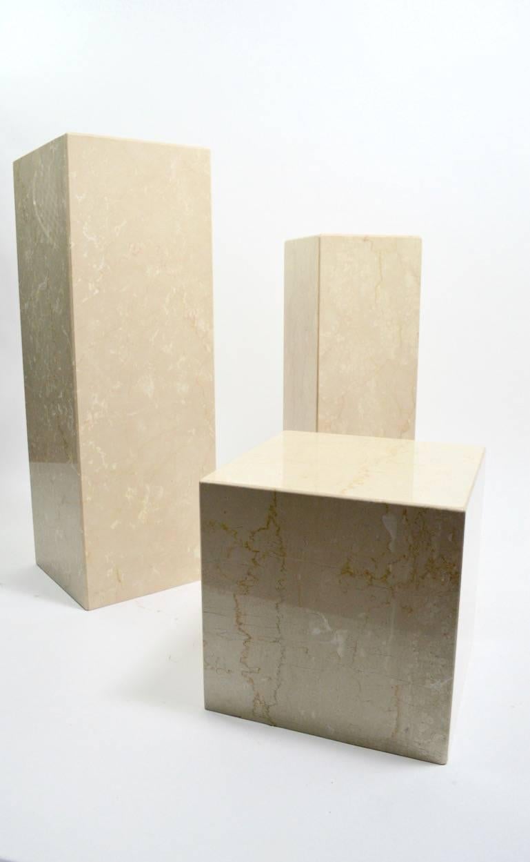 Set of Three Marble Postmodern Pedestals 7