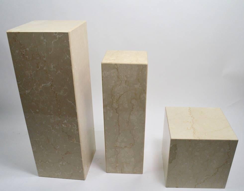 Set of Three Marble Postmodern Pedestals 1