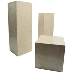 Set of Three Marble Postmodern Pedestals