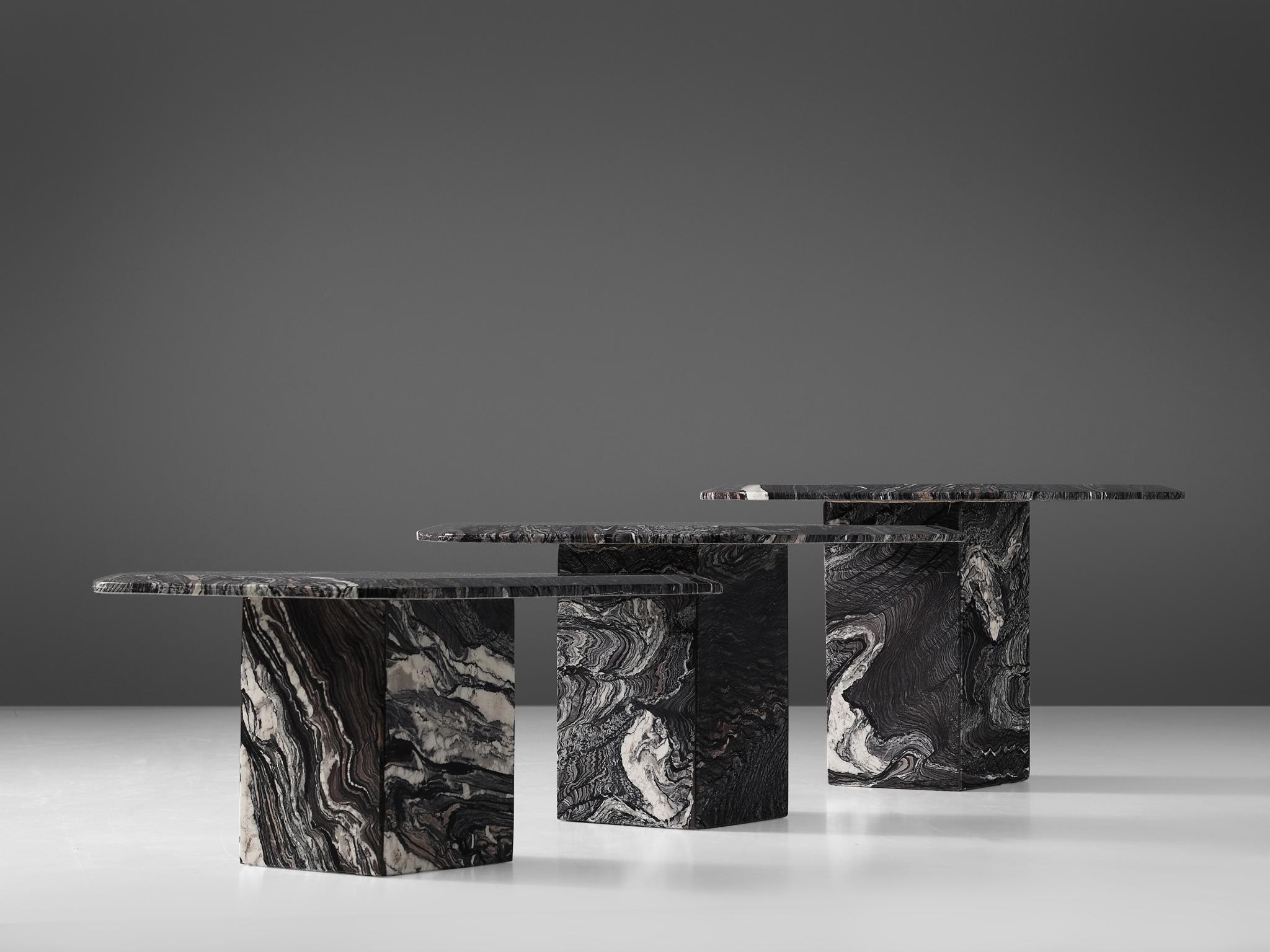 Late 20th Century Set of Three Marble Side Tables, circa 1980s