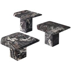 Set of Three Marble Side Tables, circa 1980s