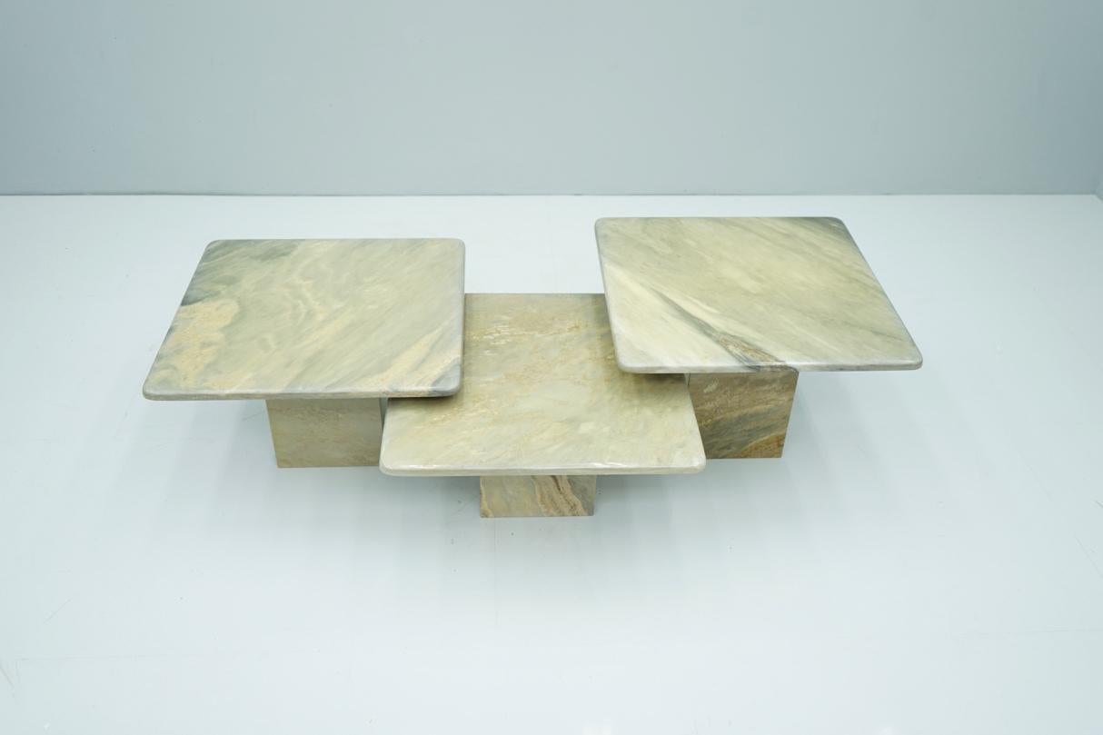 Set of Three Marble Side Tables Coffee Table, 1970s 3