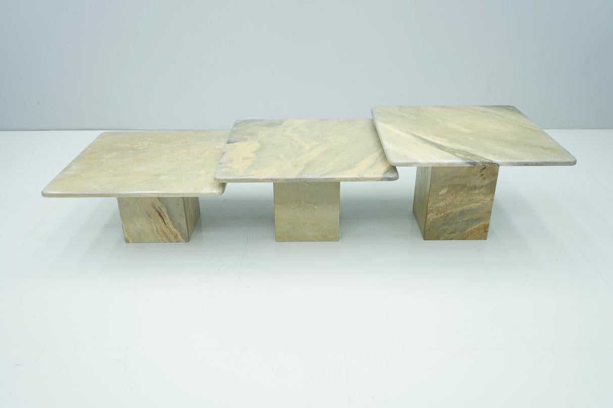 Set of Three Marble Side Tables Coffee Table, 1970s In Good Condition In Frankfurt / Dreieich, DE