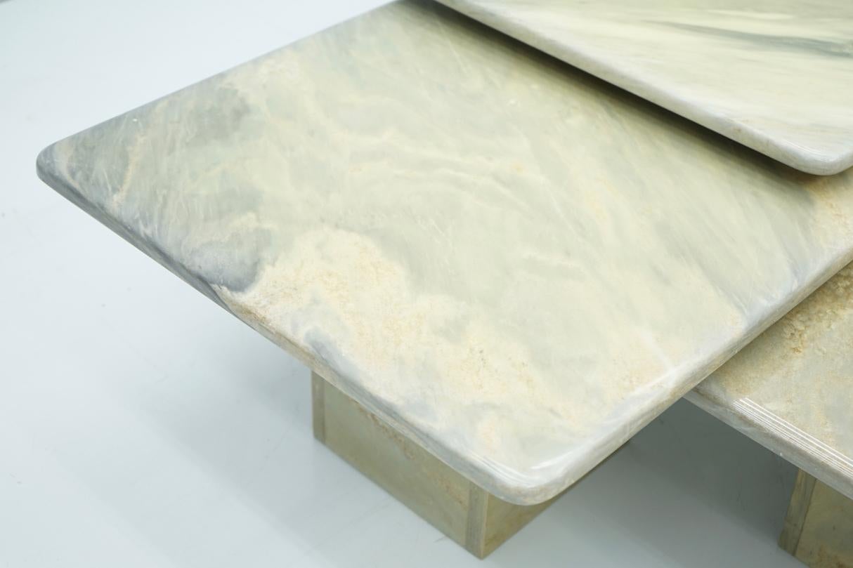 Late 20th Century Set of Three Marble Side Tables Coffee Table, 1970s