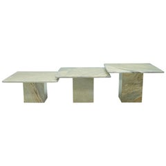 Set of Three Marble Side Tables Coffee Table, 1970s