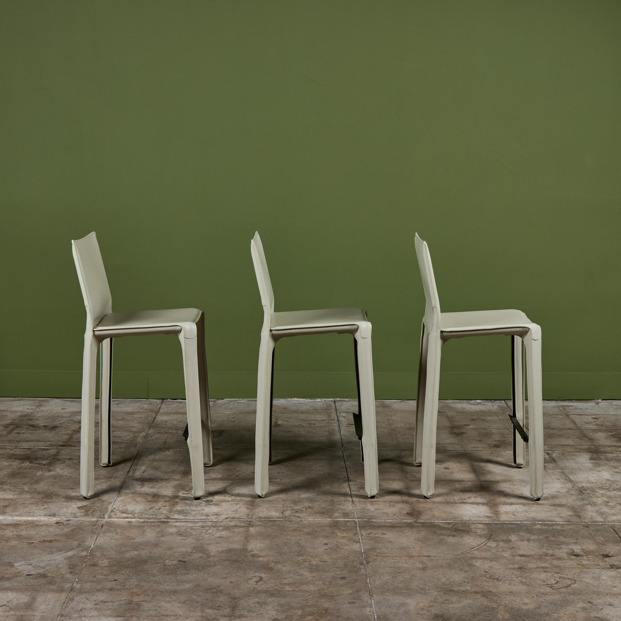 Mid-Century Modern Set of Three Mario Bellini Cab Counter Stools for Cassina For Sale