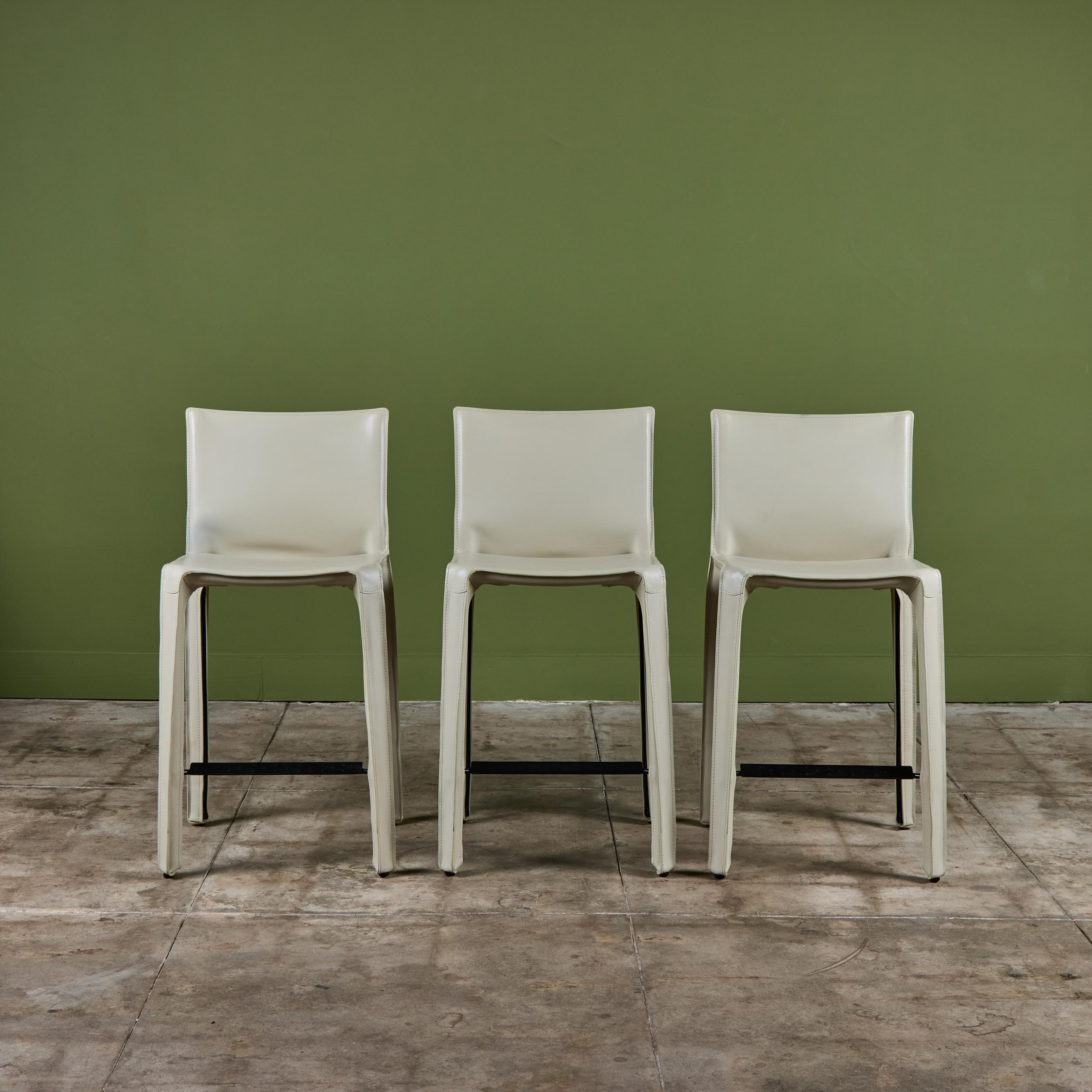 Italian Set of Three Mario Bellini Cab Counter Stools for Cassina For Sale