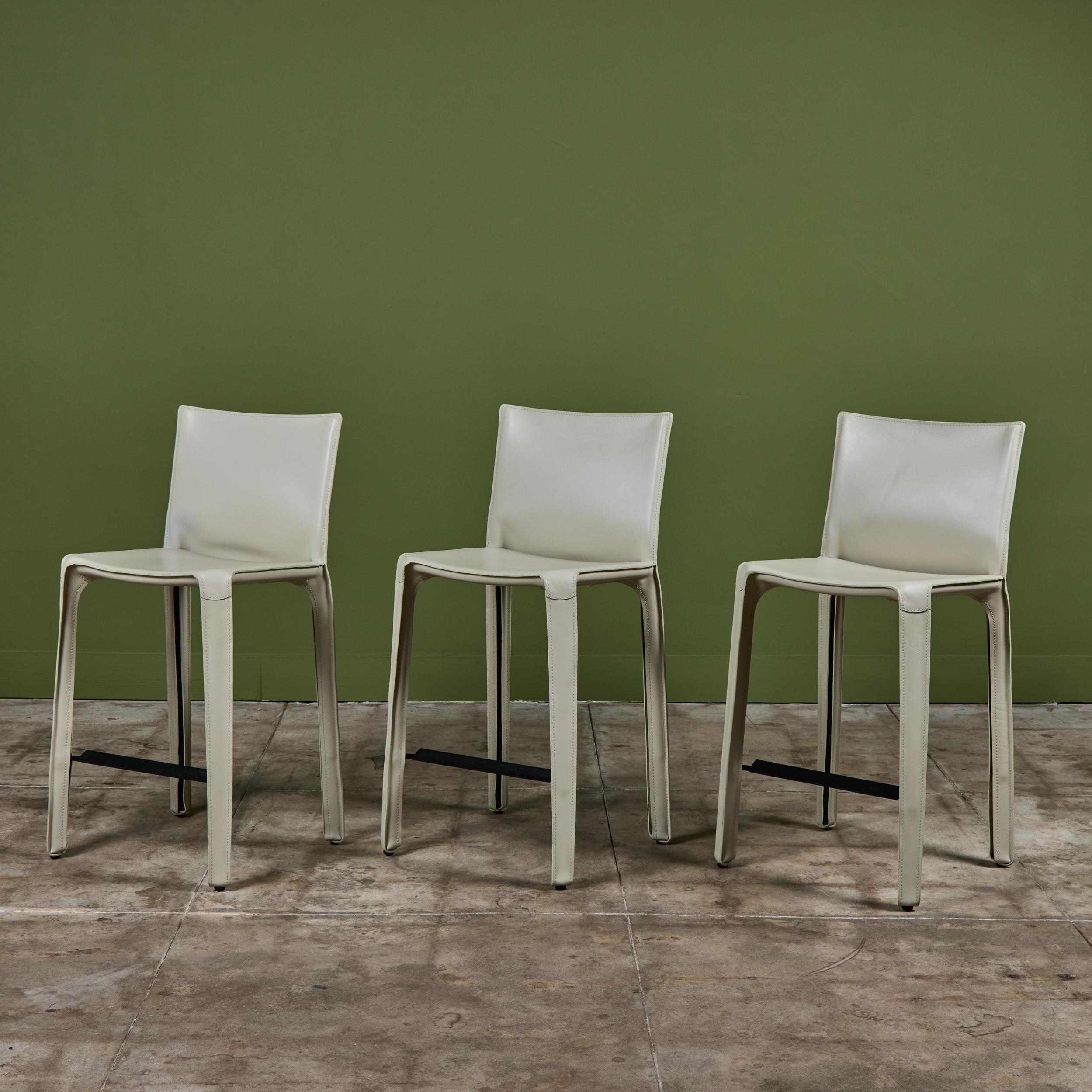 Late 20th Century Set of Three Mario Bellini Cab Counter Stools for Cassina For Sale
