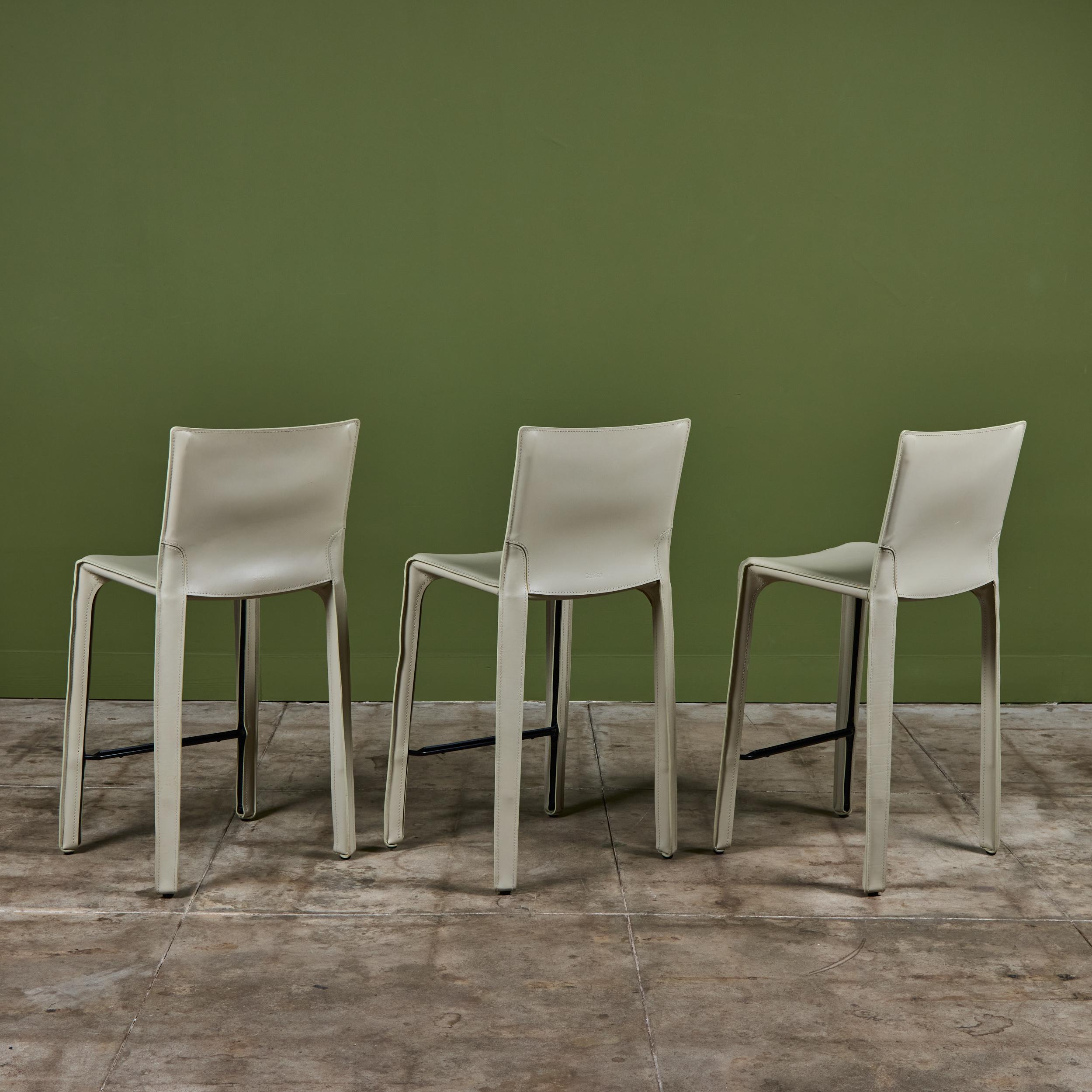 Steel Set of Three Mario Bellini Cab Counter Stools for Cassina For Sale