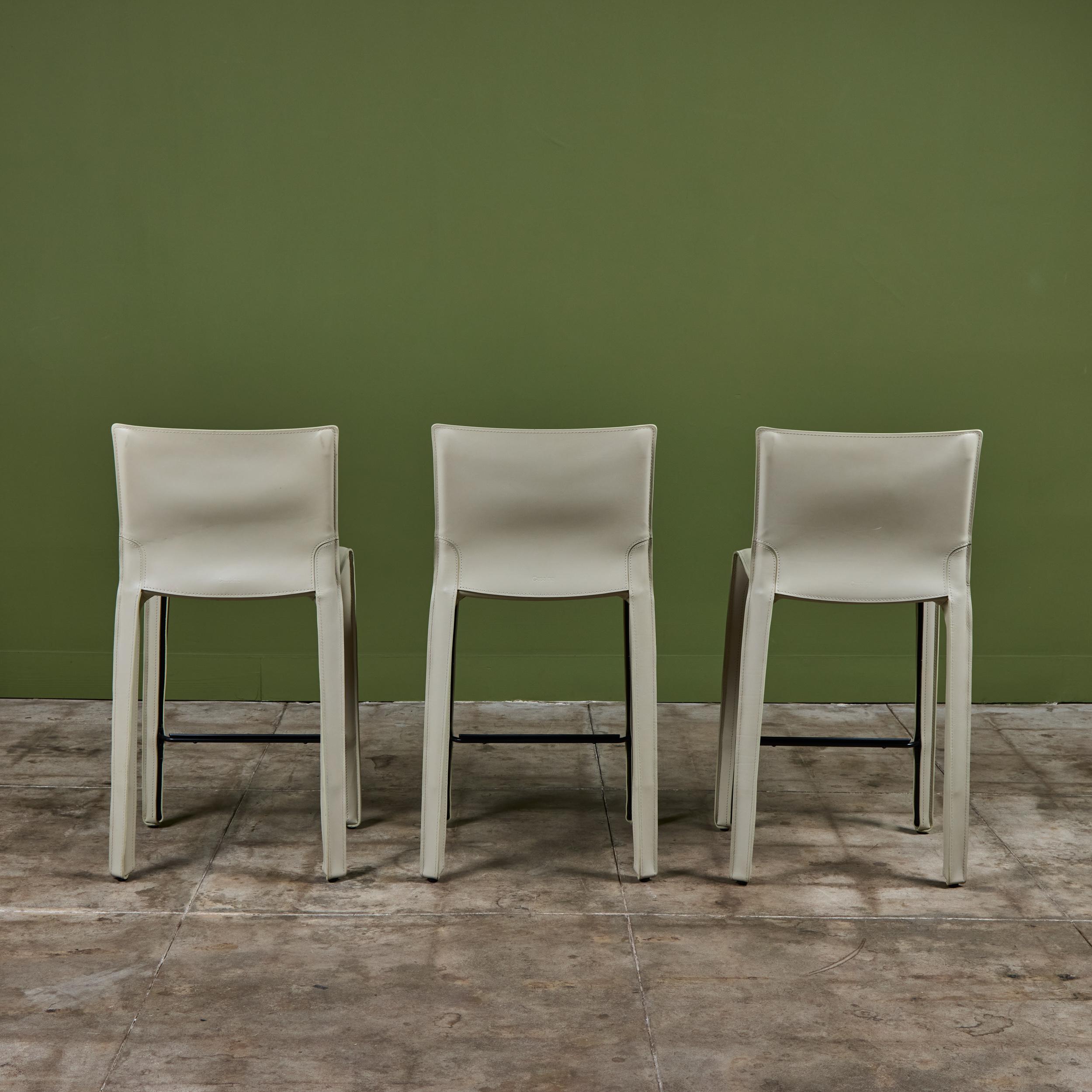 Set of Three Mario Bellini Cab Counter Stools for Cassina For Sale 1