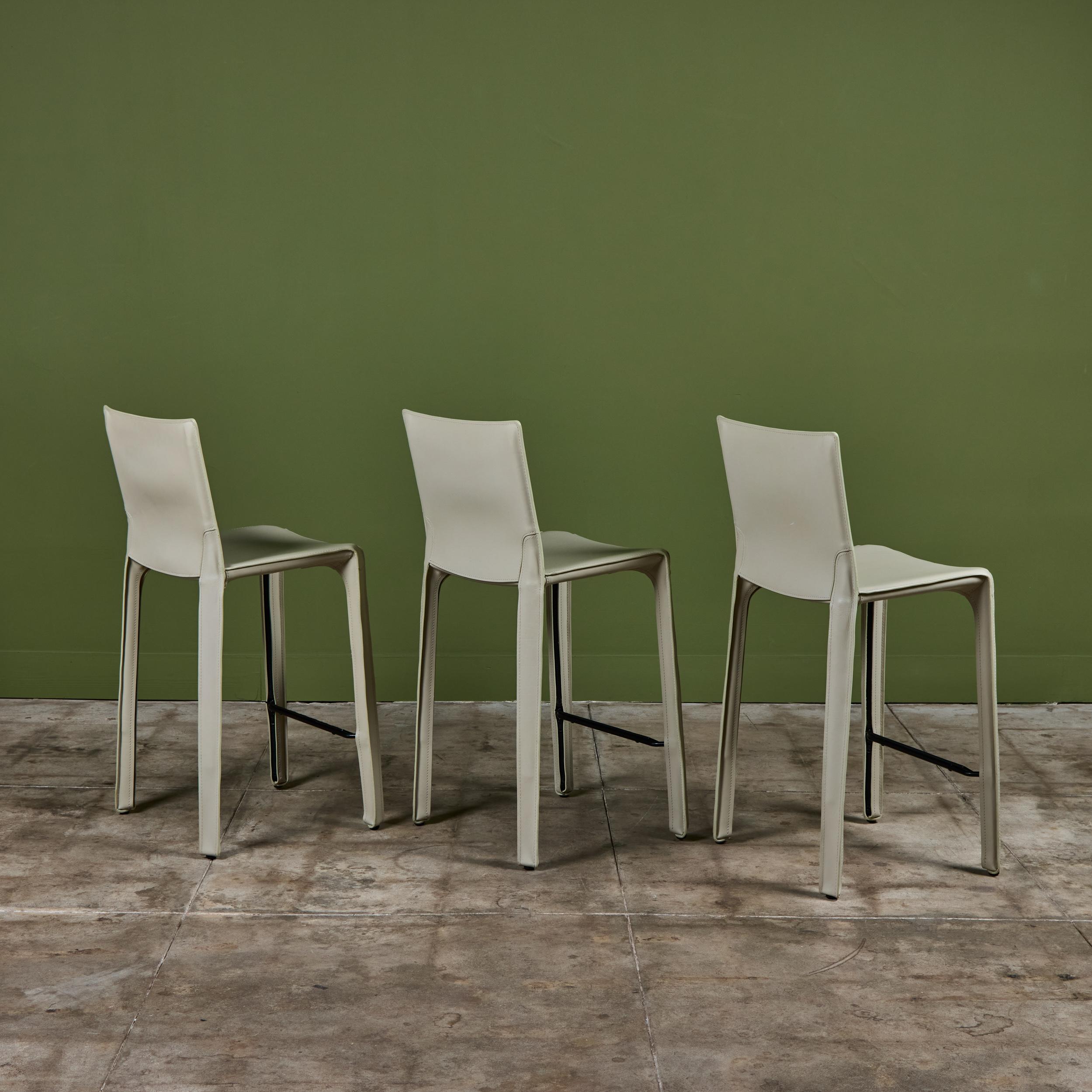 Set of Three Mario Bellini Cab Counter Stools for Cassina For Sale 2