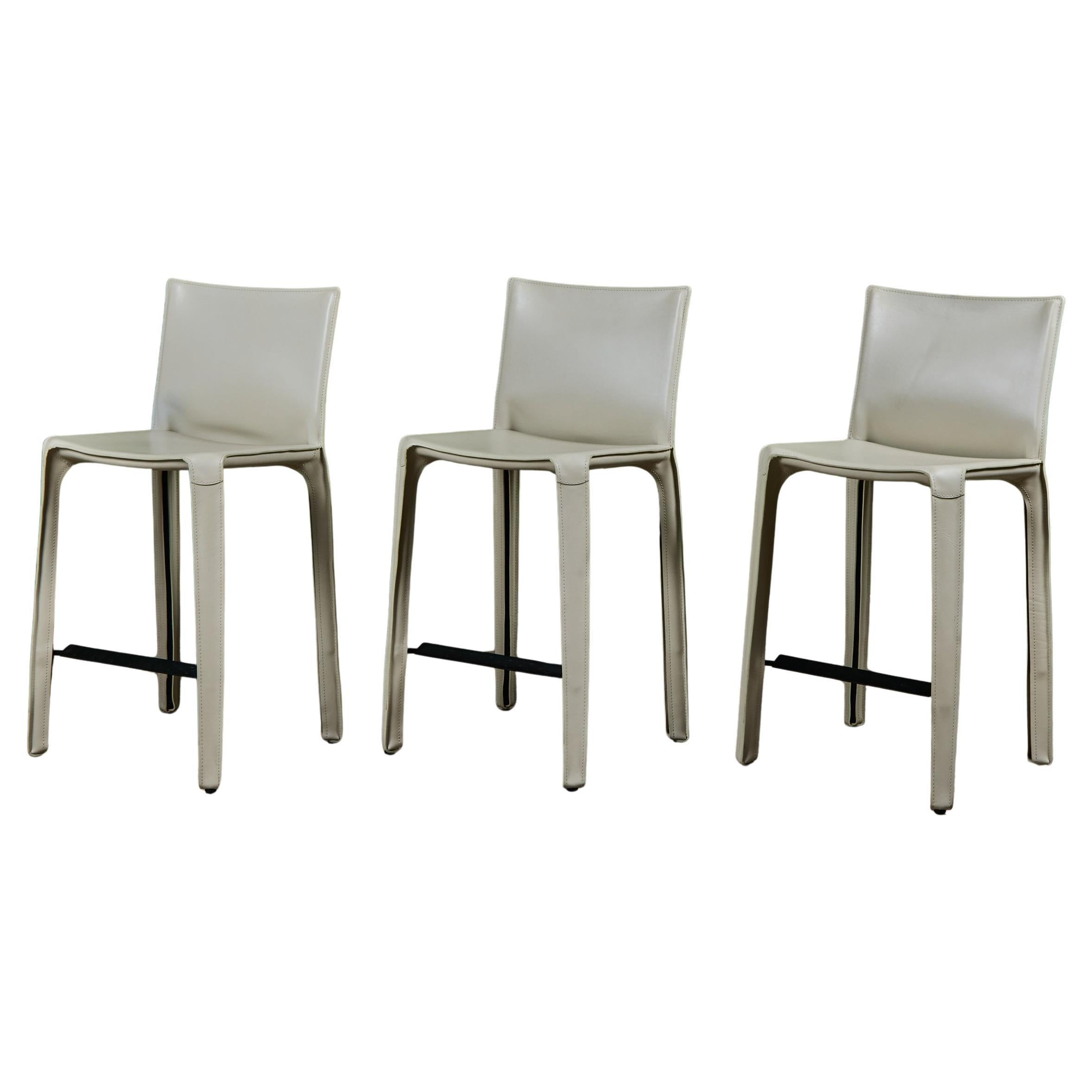 Set of Three Mario Bellini Cab Counter Stools for Cassina For Sale