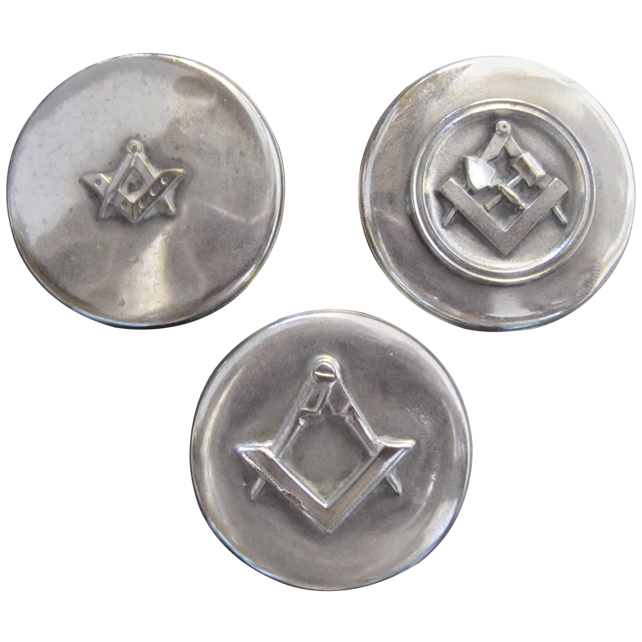 Set of Three Masonic Silver Plated Keepsake Holders