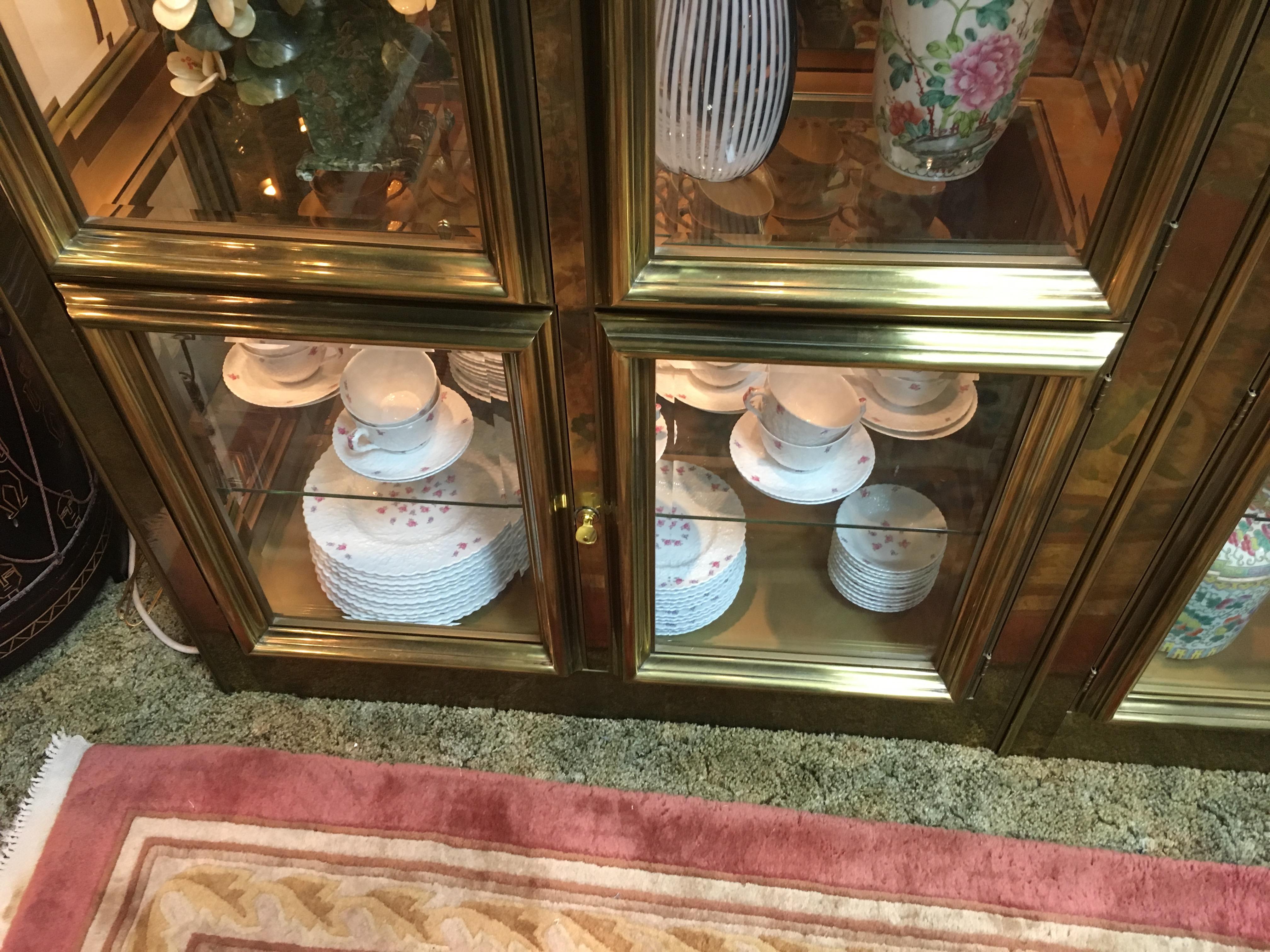 Mid-Century Modern Set of Three Mastercraft Brass Vitrines Display Cabinets