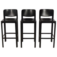 Set of Three Matteo Grassi Italian Leather Bar Stools