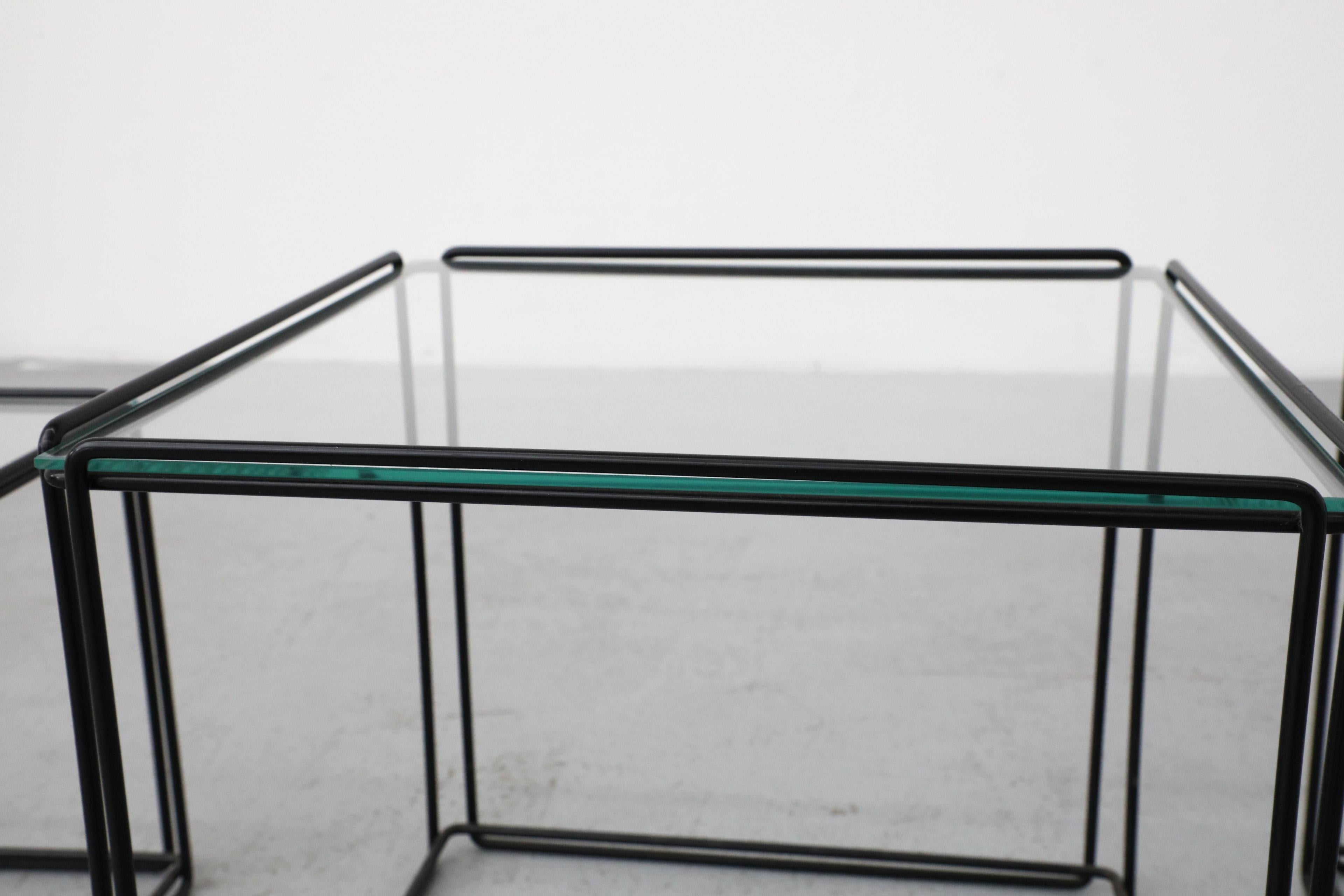 Set of Three Max Sauze 'Isocele' Black Framed Nesting Tables for Atrow For Sale 2
