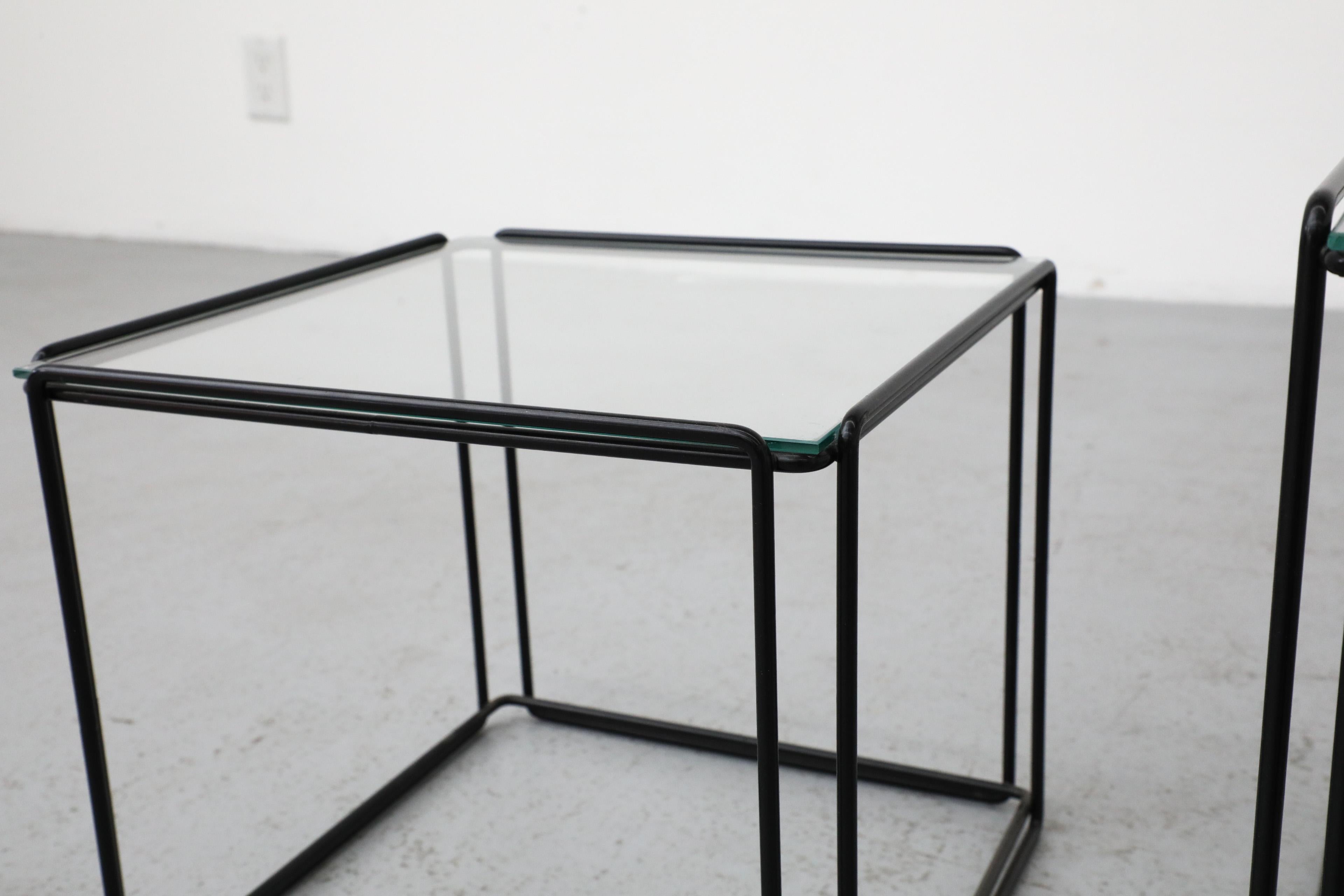 Set of Three Max Sauze 'Isocele' Black Framed Nesting Tables for Atrow For Sale 4