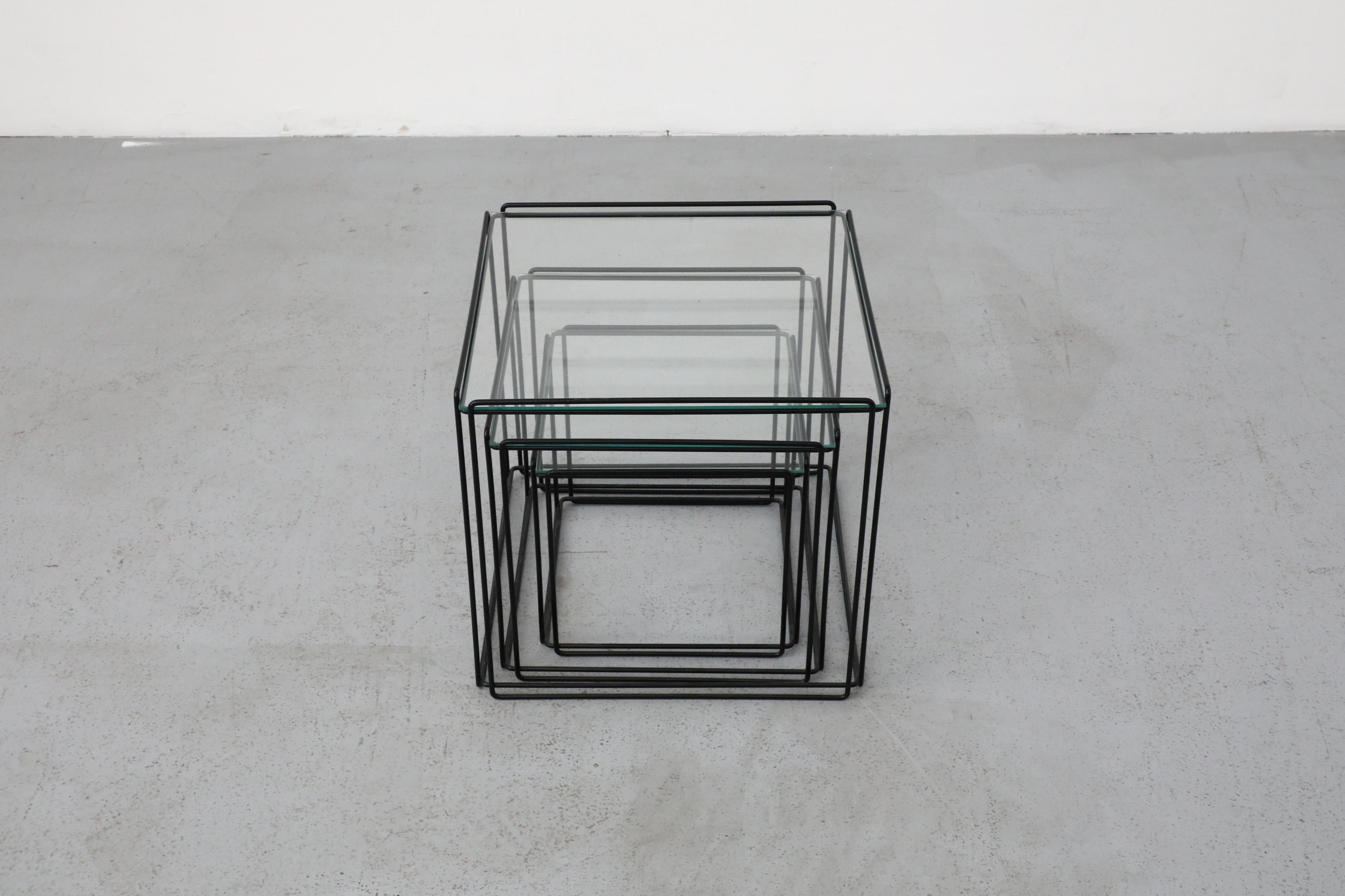 Set of Three Max Sauze 'Isocele' Black Framed Nesting Tables for Atrow For Sale 5