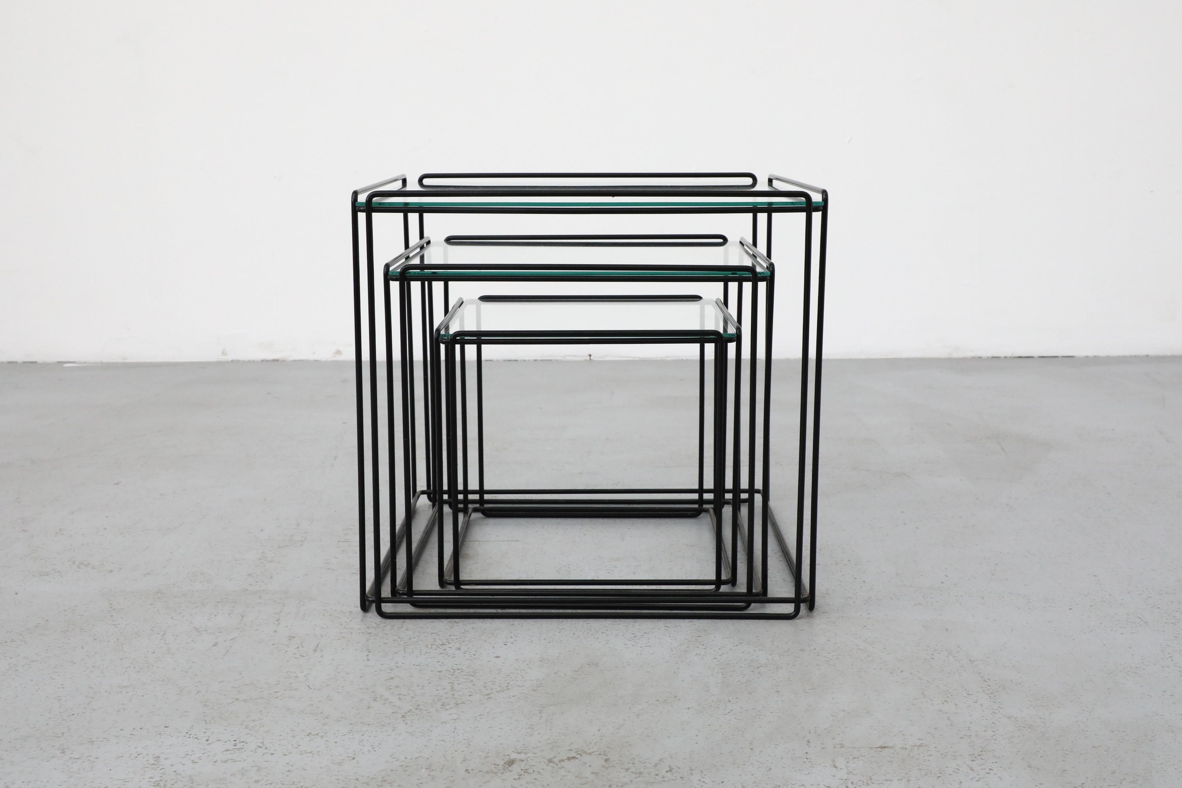 Set of Three Max Sauze 'Isocele' Black Framed Nesting Tables for Atrow For Sale 6