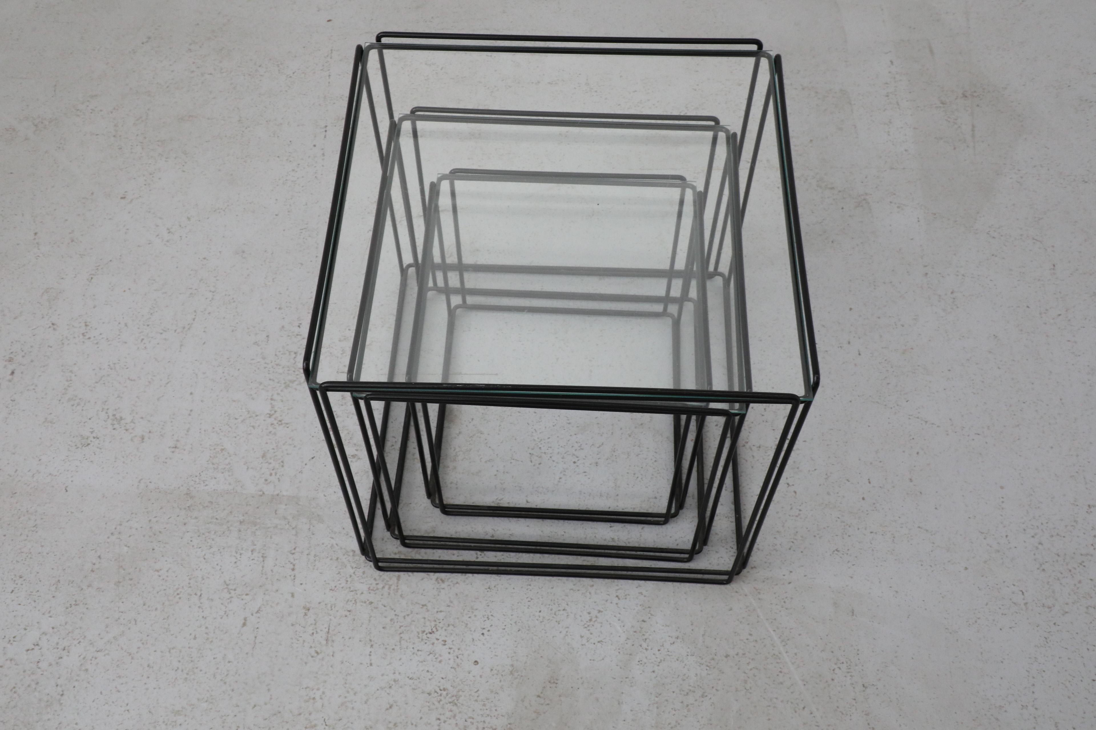Set of Three Max Sauze 'Isocele' Black Framed Nesting Tables for Atrow For Sale 7
