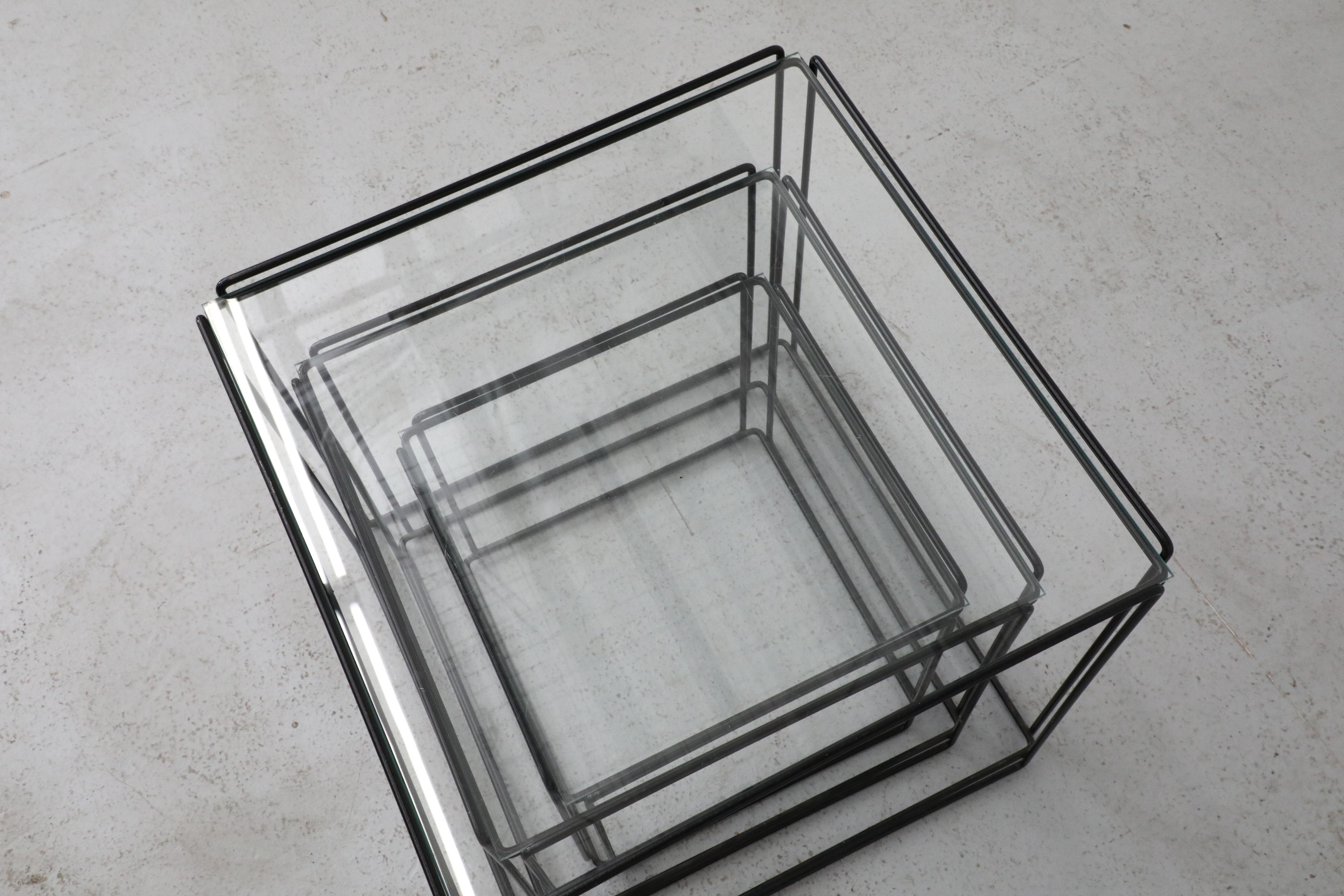 Set of Three Max Sauze 'Isocele' Black Framed Nesting Tables for Atrow For Sale 8