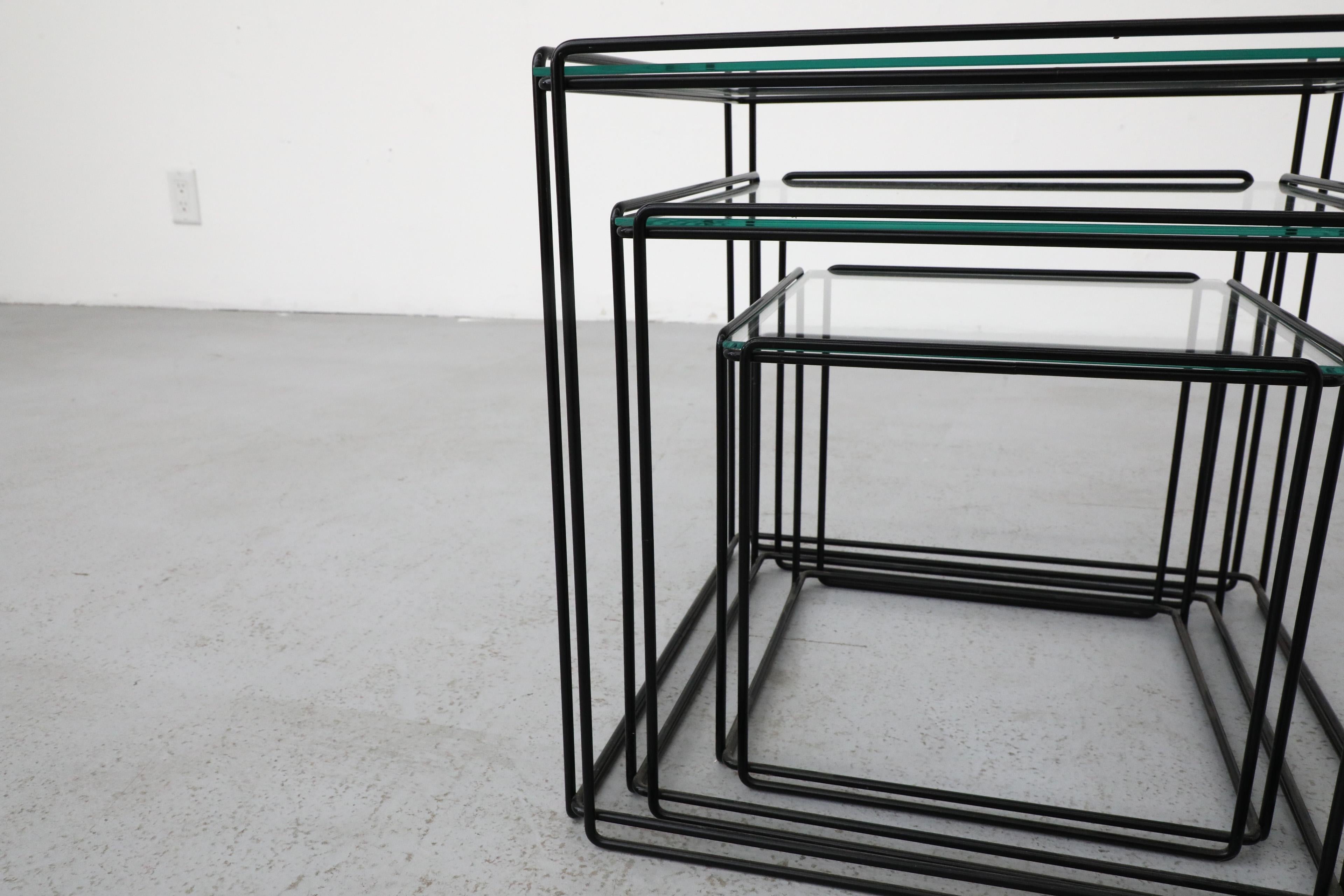 Set of Three Max Sauze 'Isocele' Black Framed Nesting Tables for Atrow For Sale 9