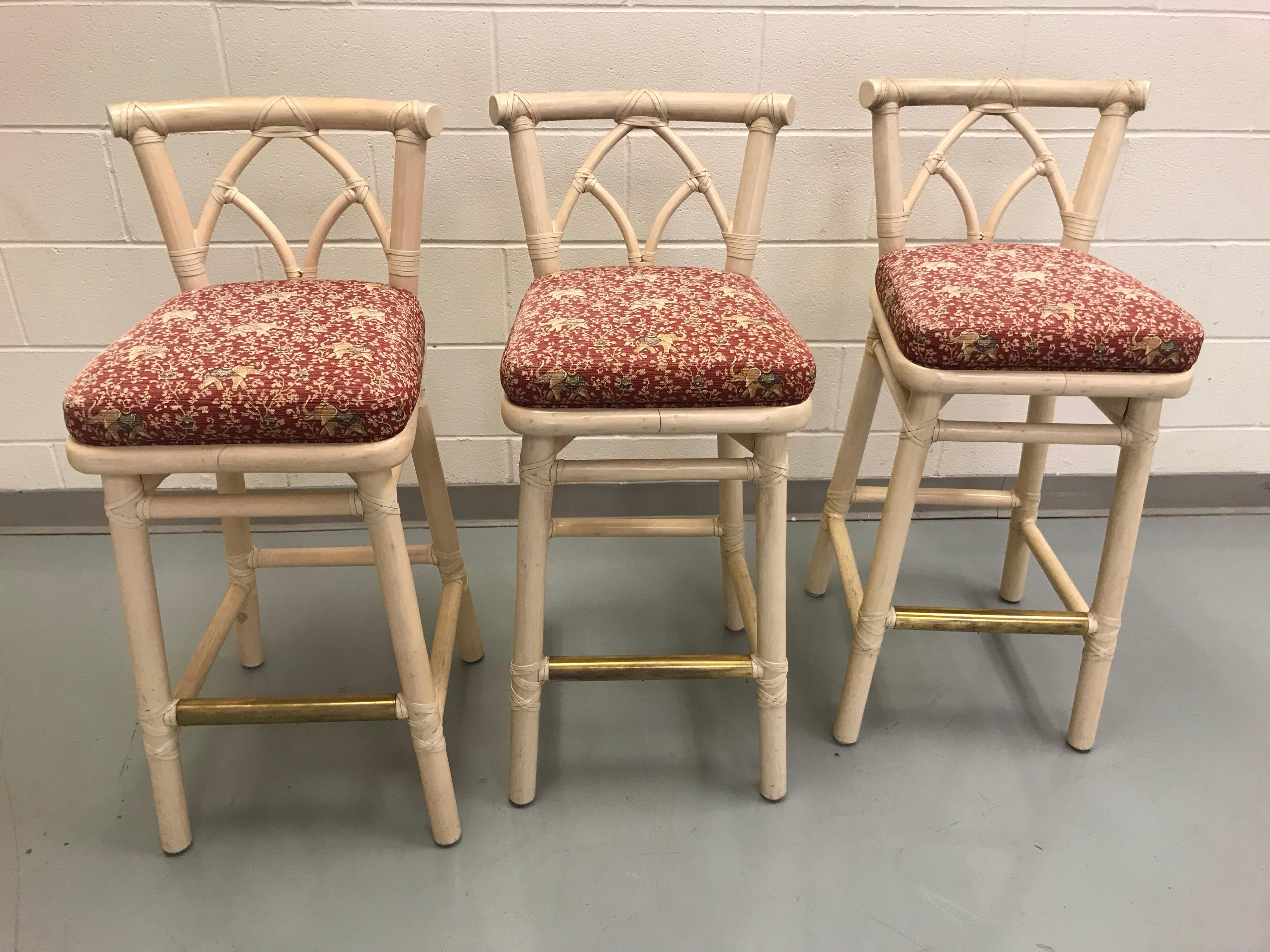 Set of Three McGuire Bar or Counter Stools 5