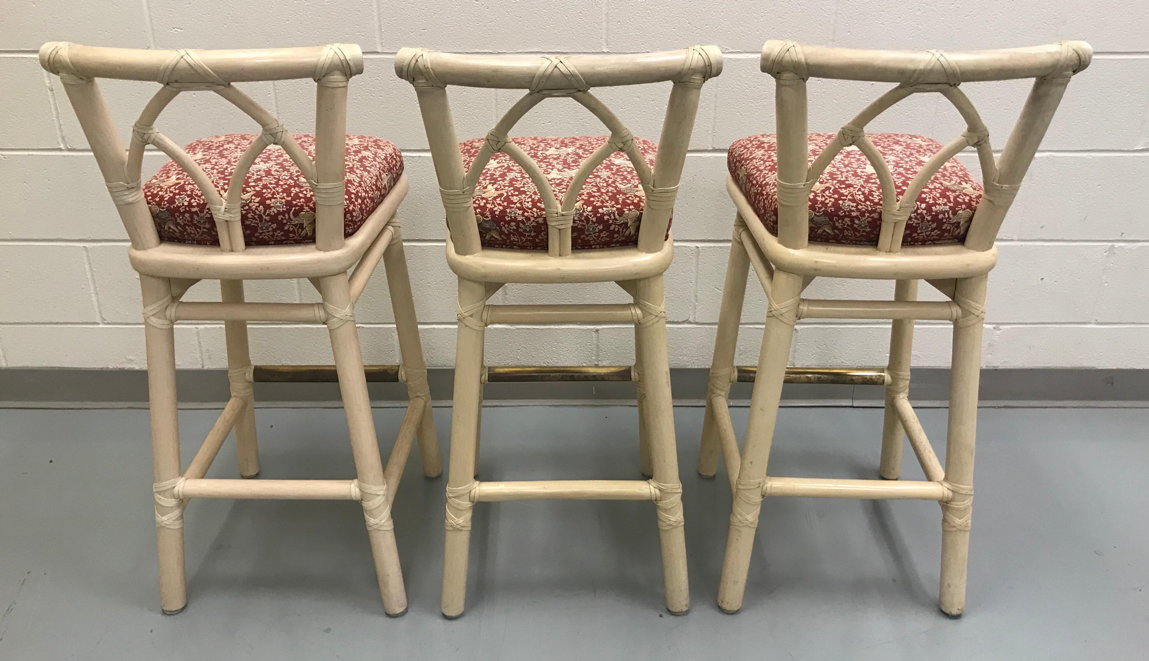 Set of Three McGuire Bar or Counter Stools 1