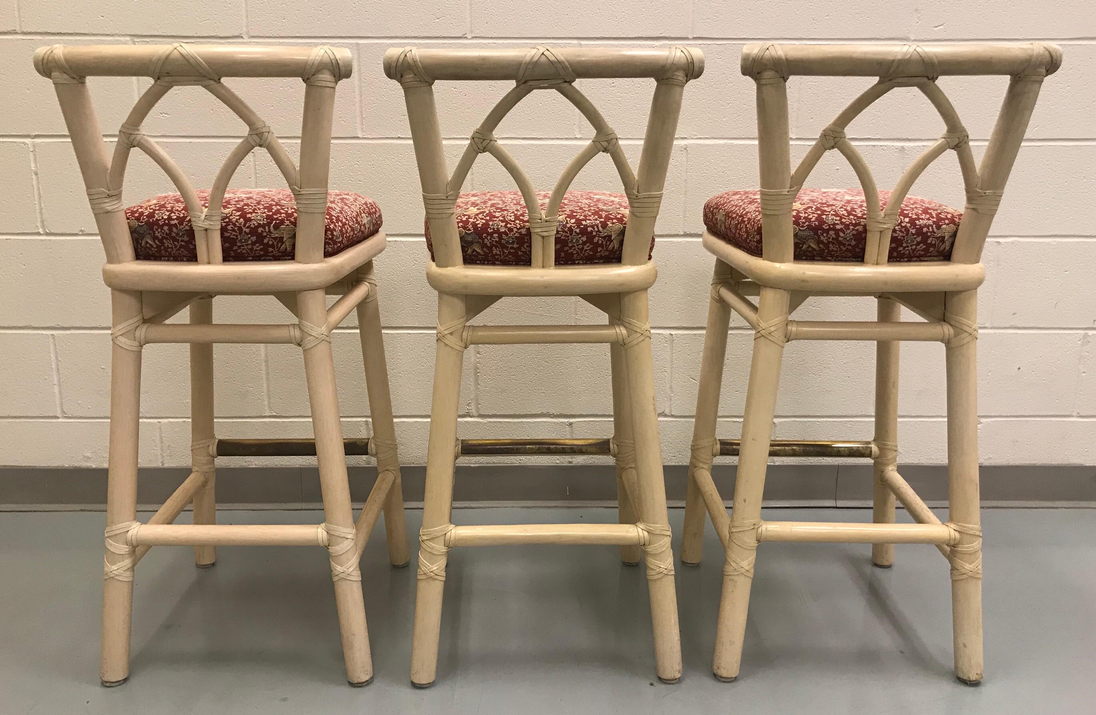 Set of Three McGuire Bar or Counter Stools 2