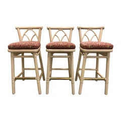 Set of Three McGuire Bar or Counter Stools