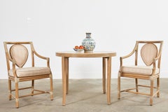 Pair of McGuire Rattan Leona Loop Back Dining Armchairs