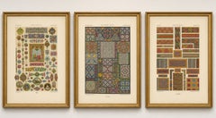 Ensemble de trois chromolithographies représentant des motifs médiévaux, celtiques et de la Renaissance, 1873