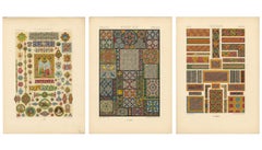 Set of Three Medieval, Celtic & Renaissance Ornament Chromolithographs, 1873