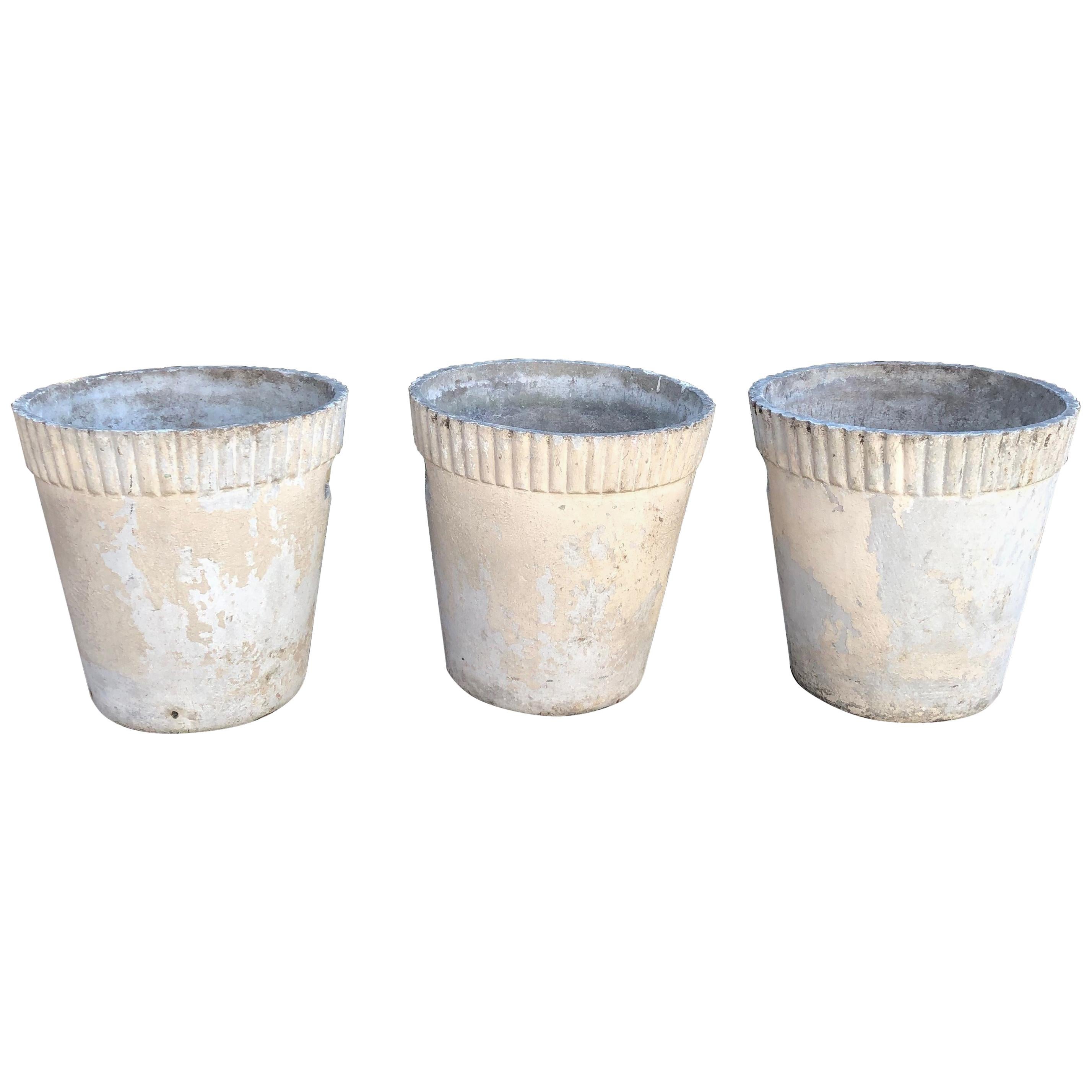 Set of Three Medium Flower Pot Form Planters Designed by Willy Guhl