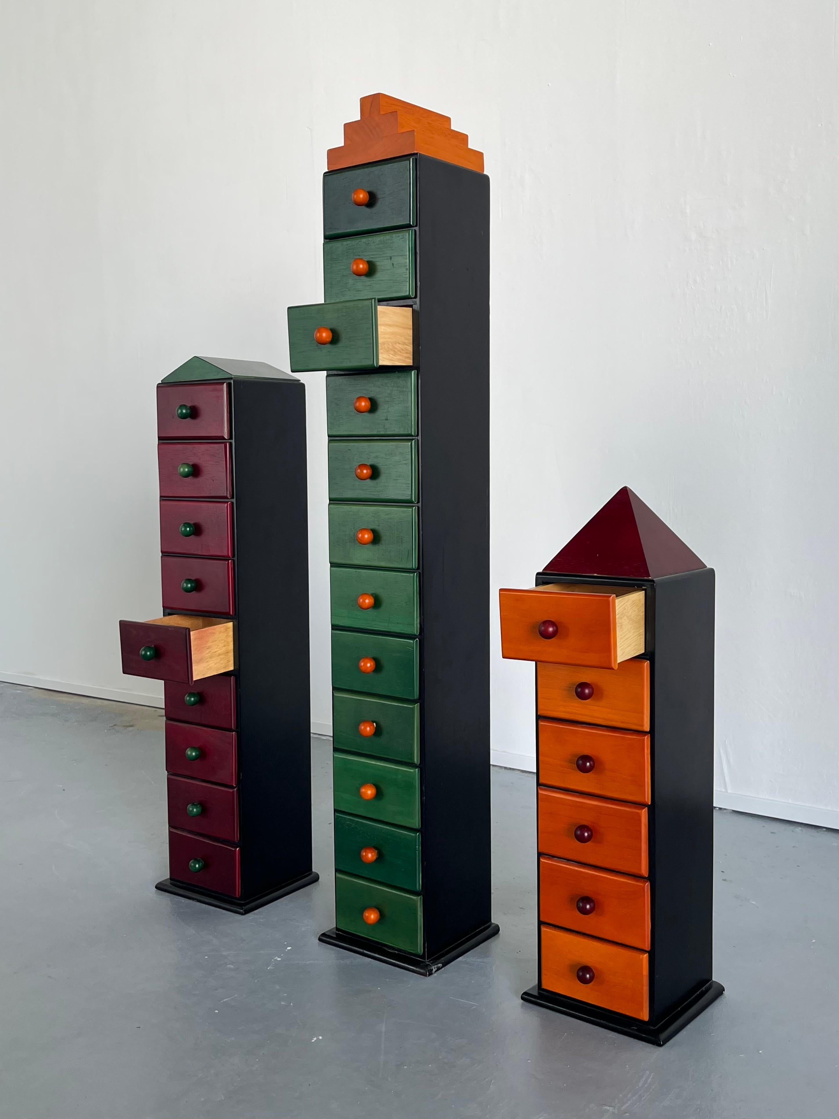 Post-Modern Set of Three Memphis Milano Style Postmodern Storage Cabinets, 1970s