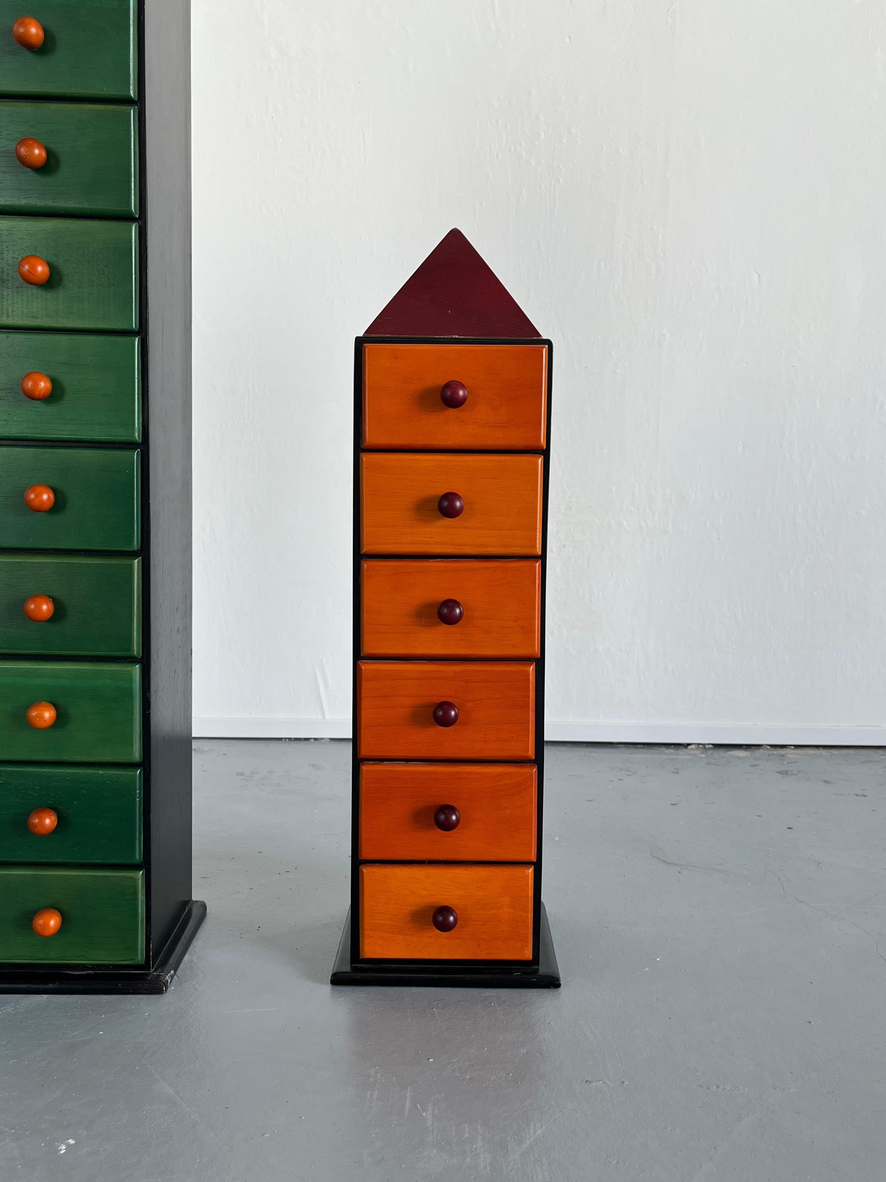 Wood Set of Three Memphis Milano Style Postmodern Storage Cabinets, 1970s
