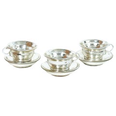 Set of Three Mercury Glass Cups And Saucers