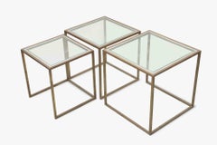 Set of Three Metal and Glass Nesting Tables - 1970s