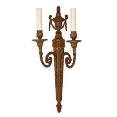 Set of Three Metal Sconces in the Neoclassical Style