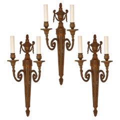 Set of Three Metal Sconces in the Neoclassical Style