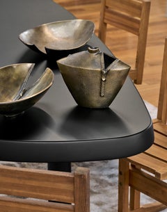 Set of Three Metal Sculpted Bowls and Vase with Zip Edge