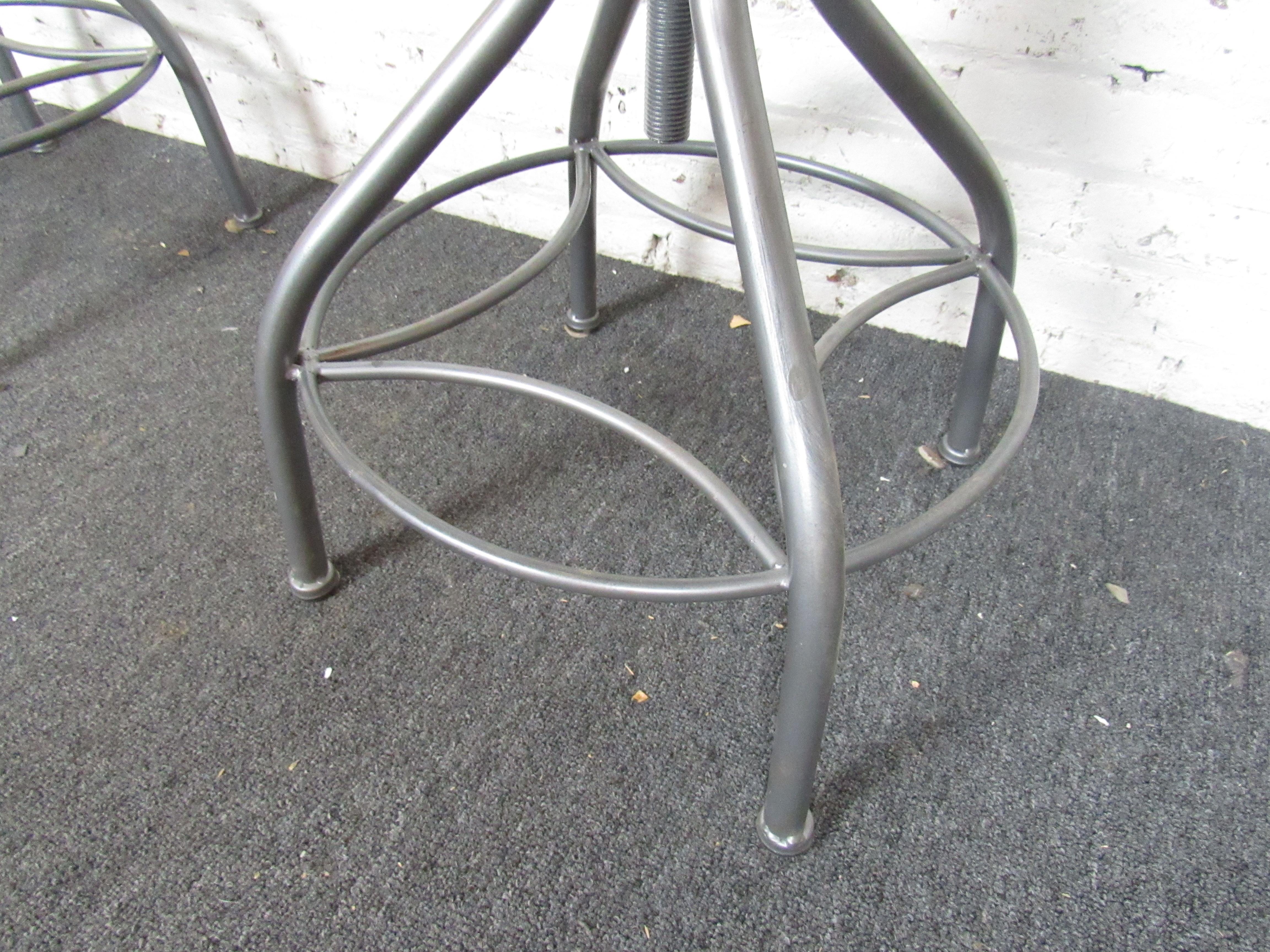 20th Century Set of Three Metal Vintage Barstools