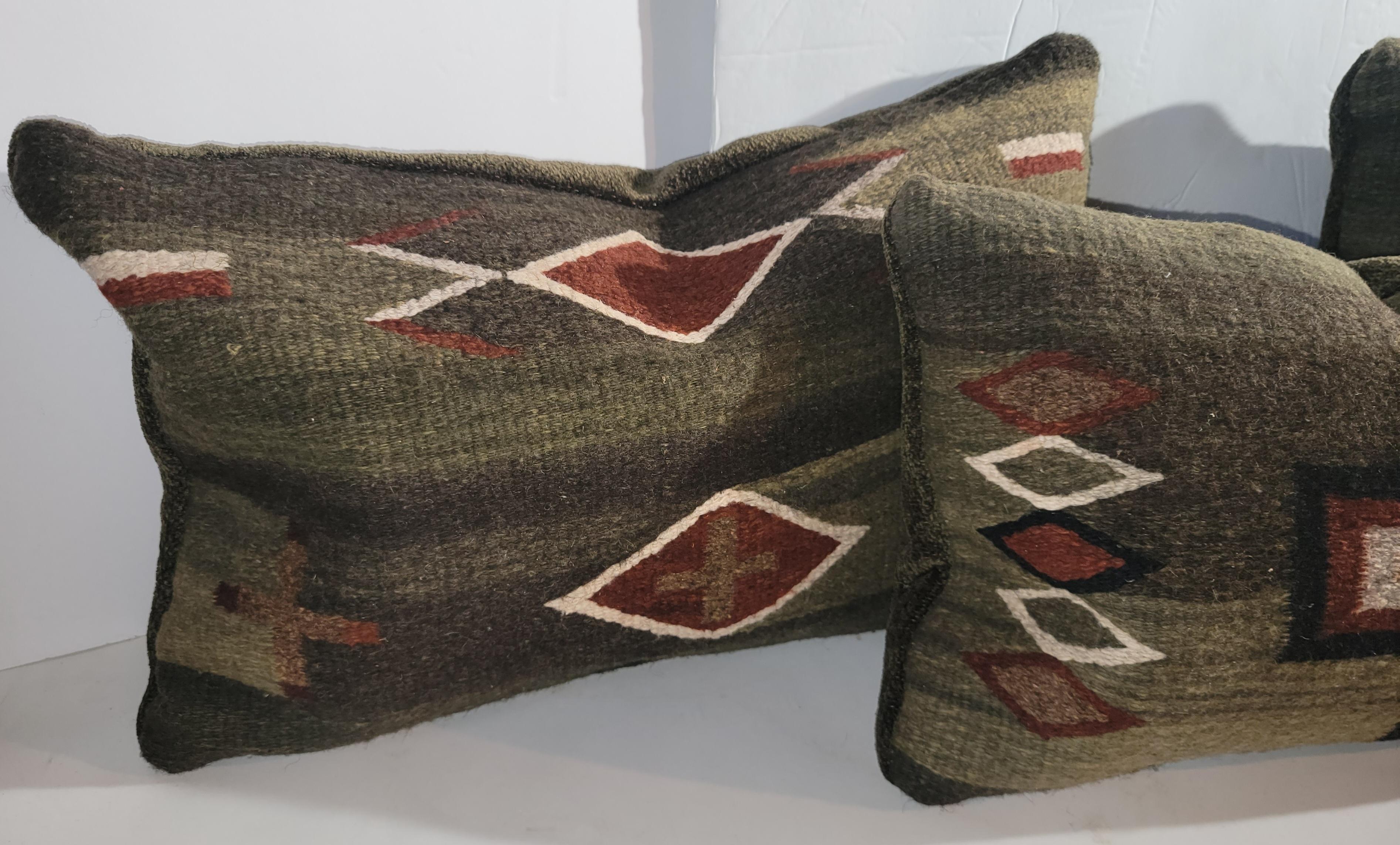Adirondack Set of Three Mexican Indian Weaving Pillows  For Sale