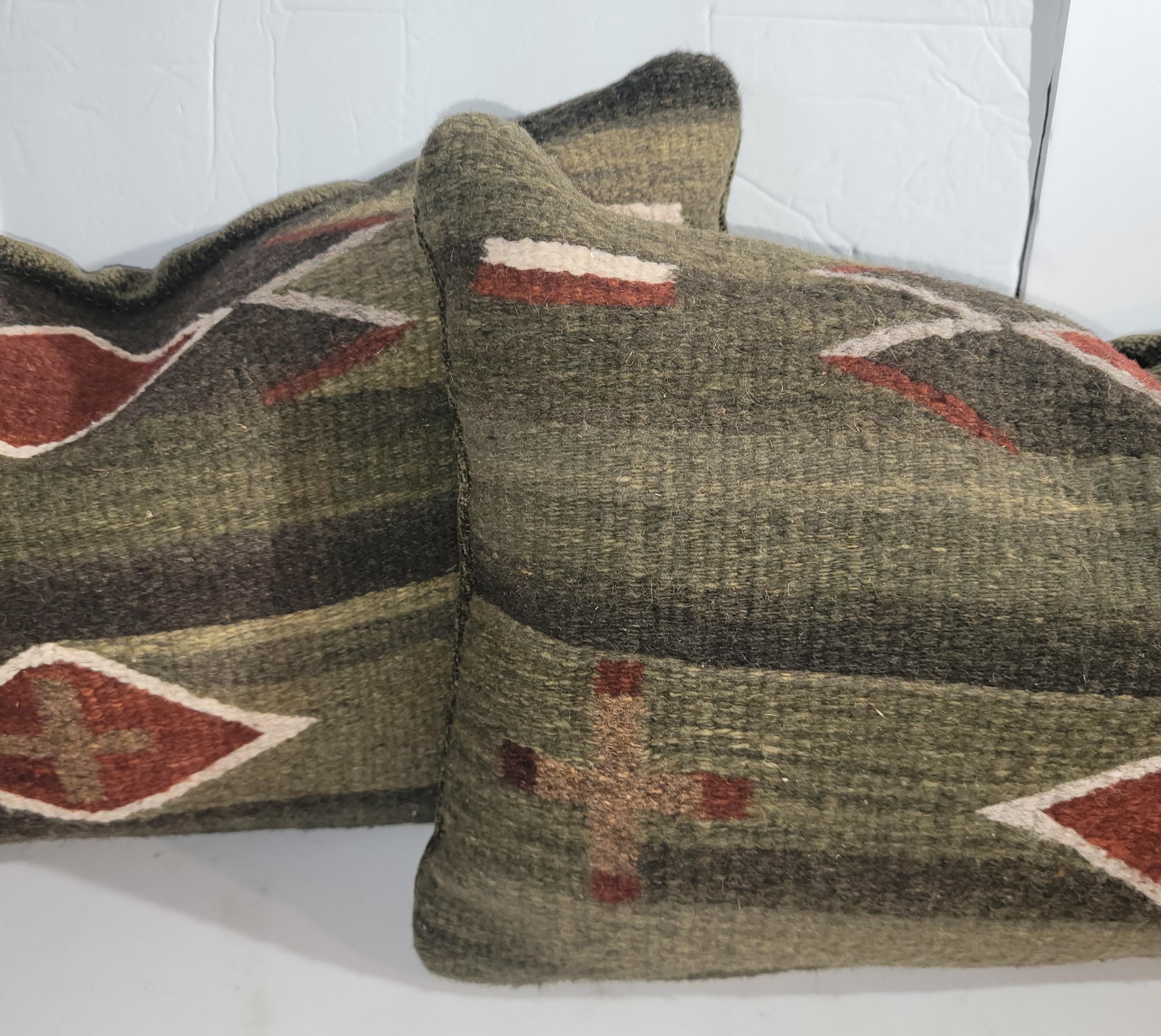Wool Set of Three Mexican Indian Weaving Pillows  For Sale