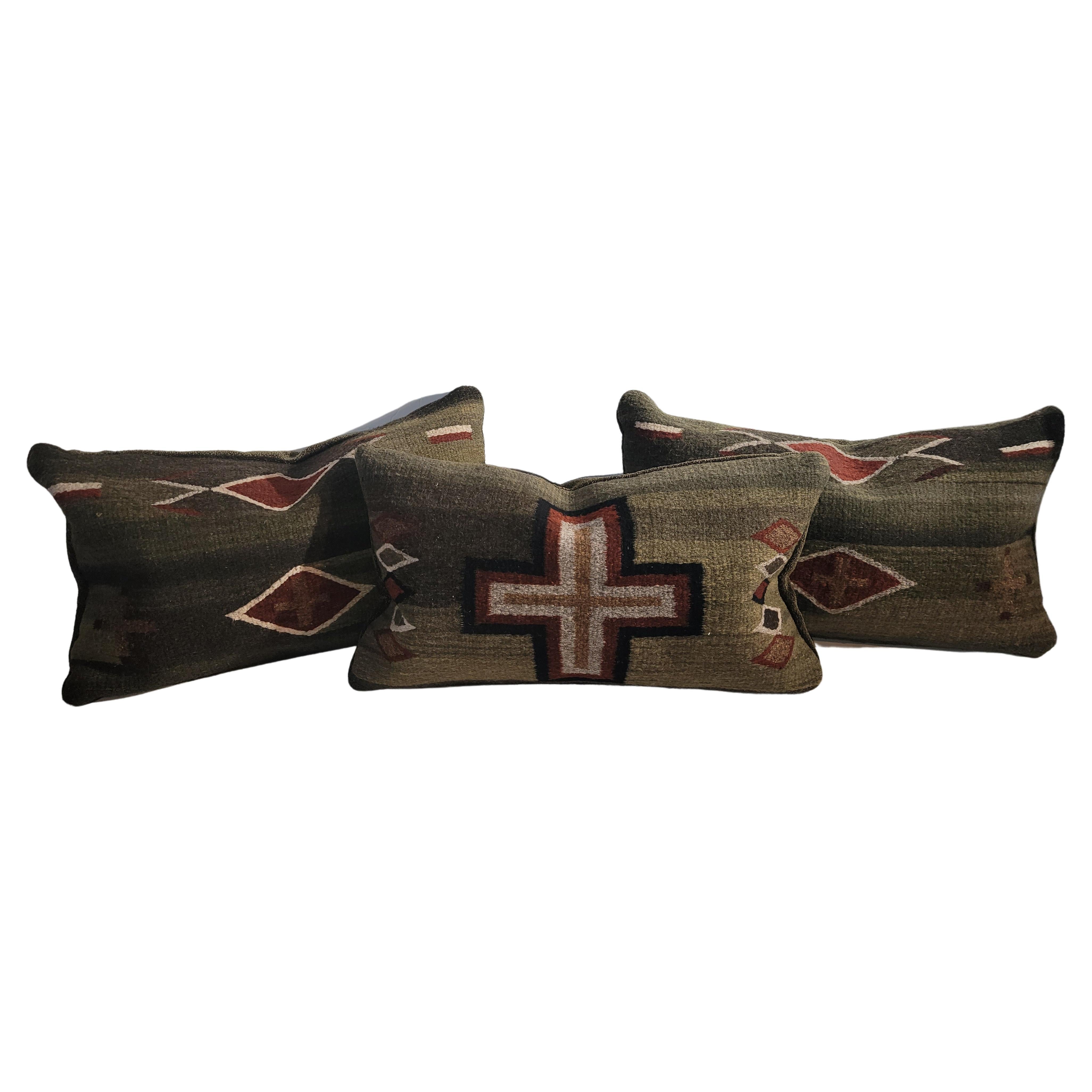 Set of Three Mexican Indian Weaving Pillows  For Sale