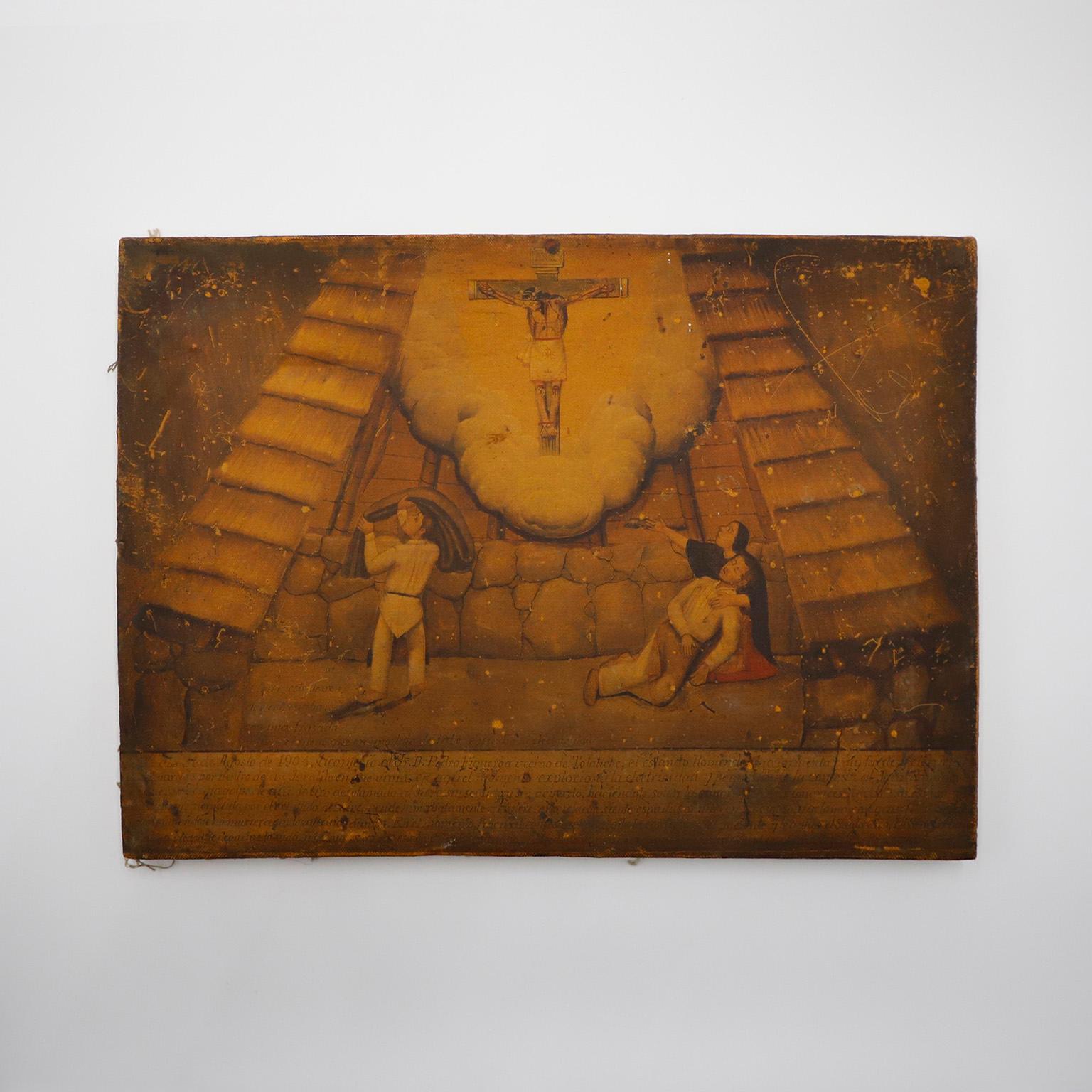 We offer this Set of three Mexican Retablos 