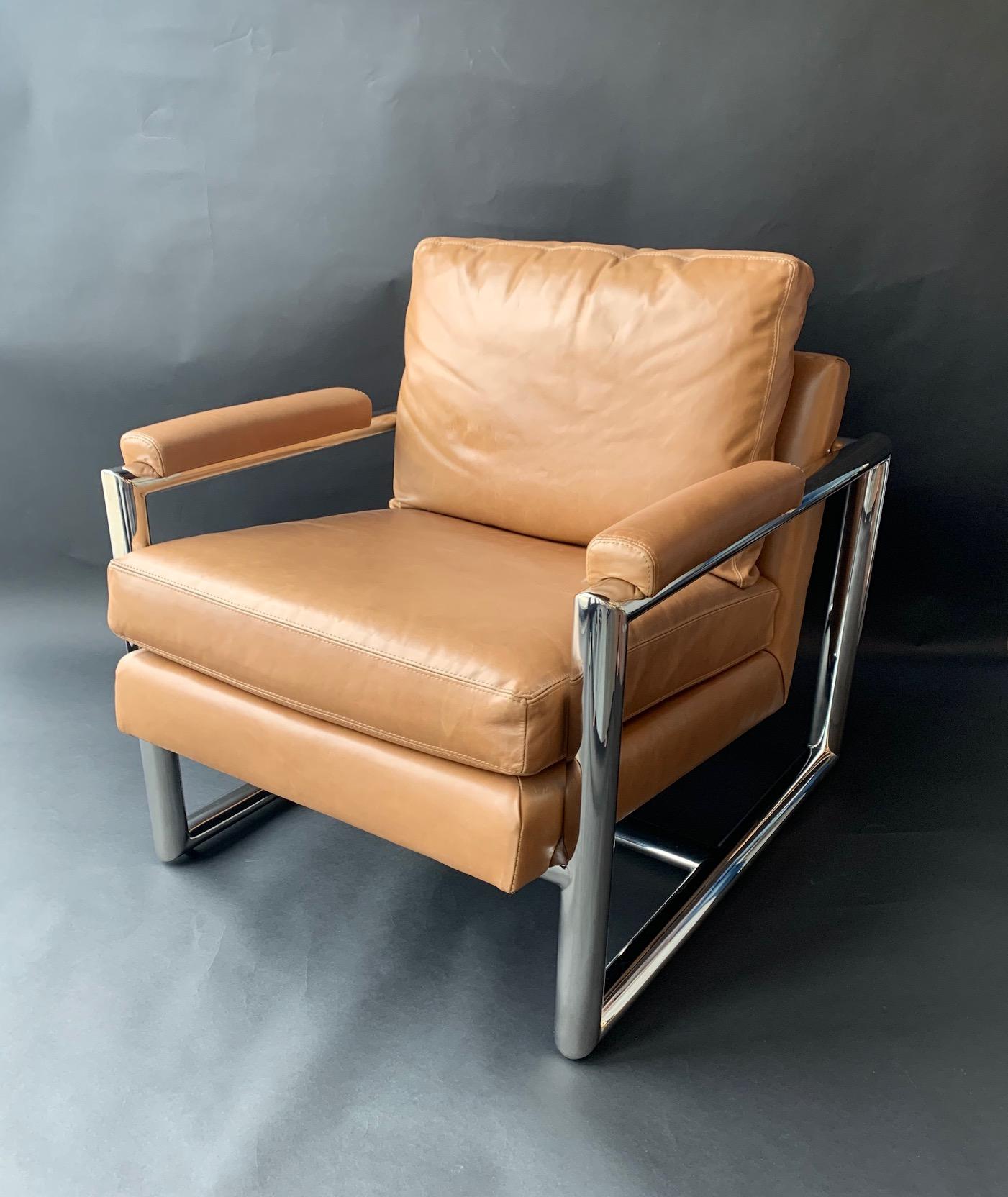 Set of Three Mitchell Gold + Bob Williams Chrome Armchairs 1
