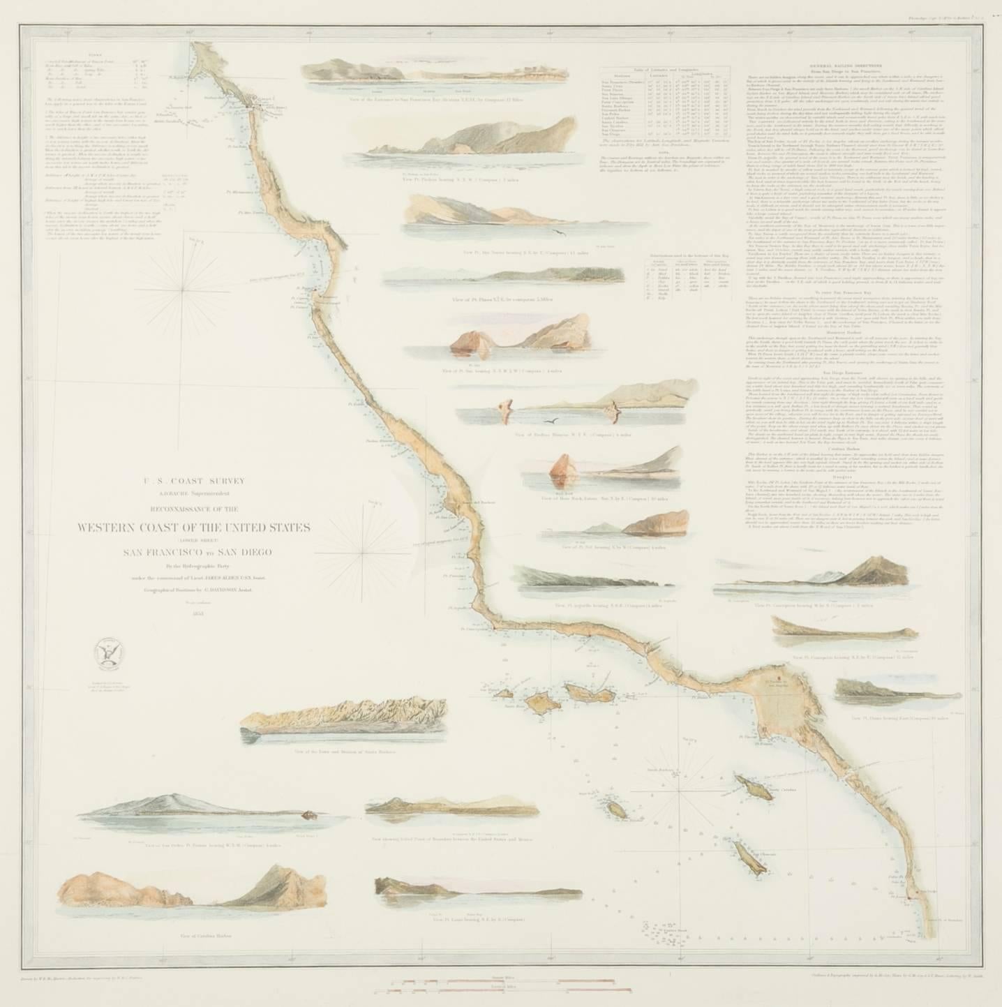 Set of Three Mid 19th Century Charts of the California Coast 7